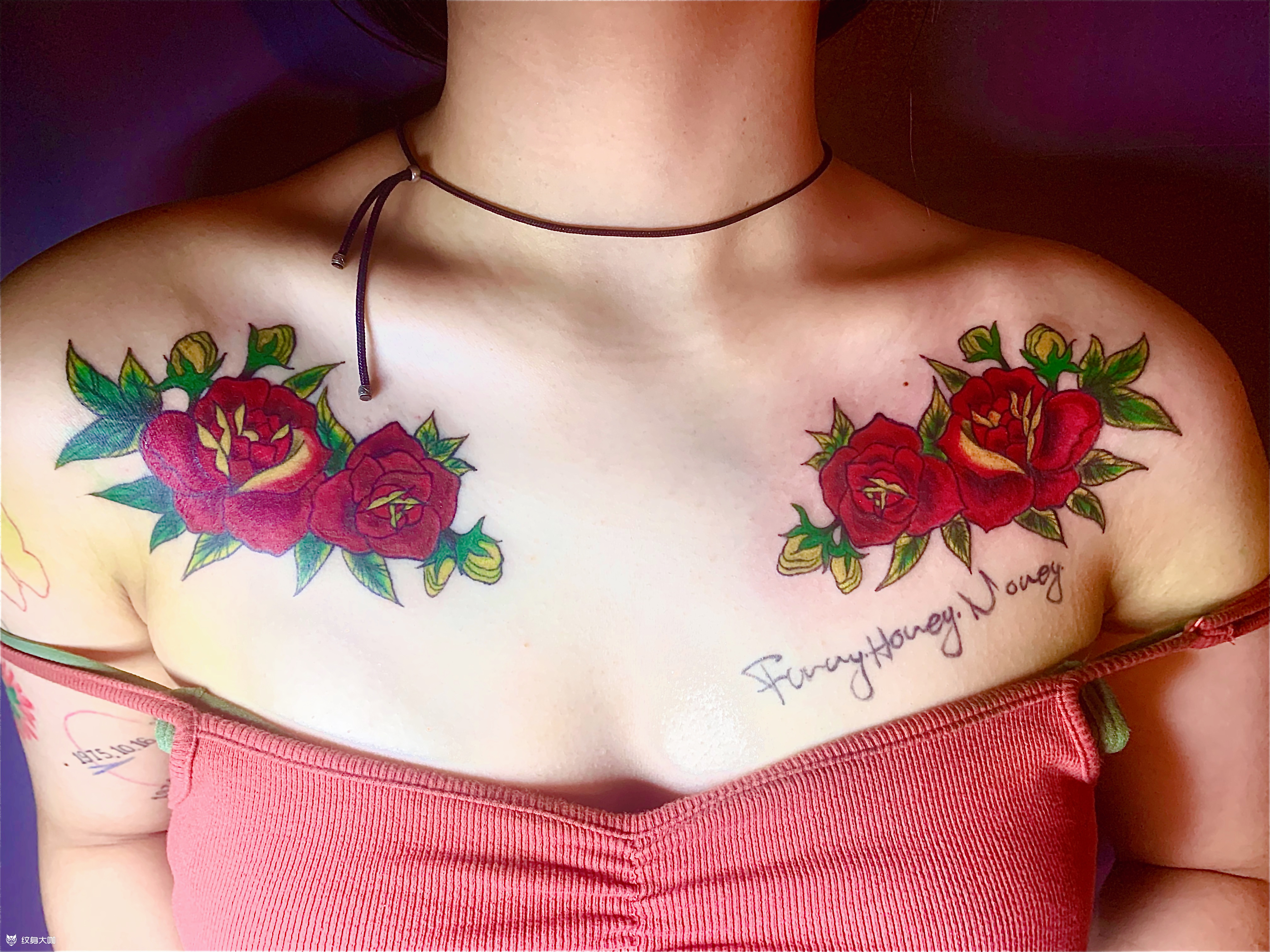 胸口school玫瑰h_纹身图案手稿图片_刘沐阳的纹身作品集