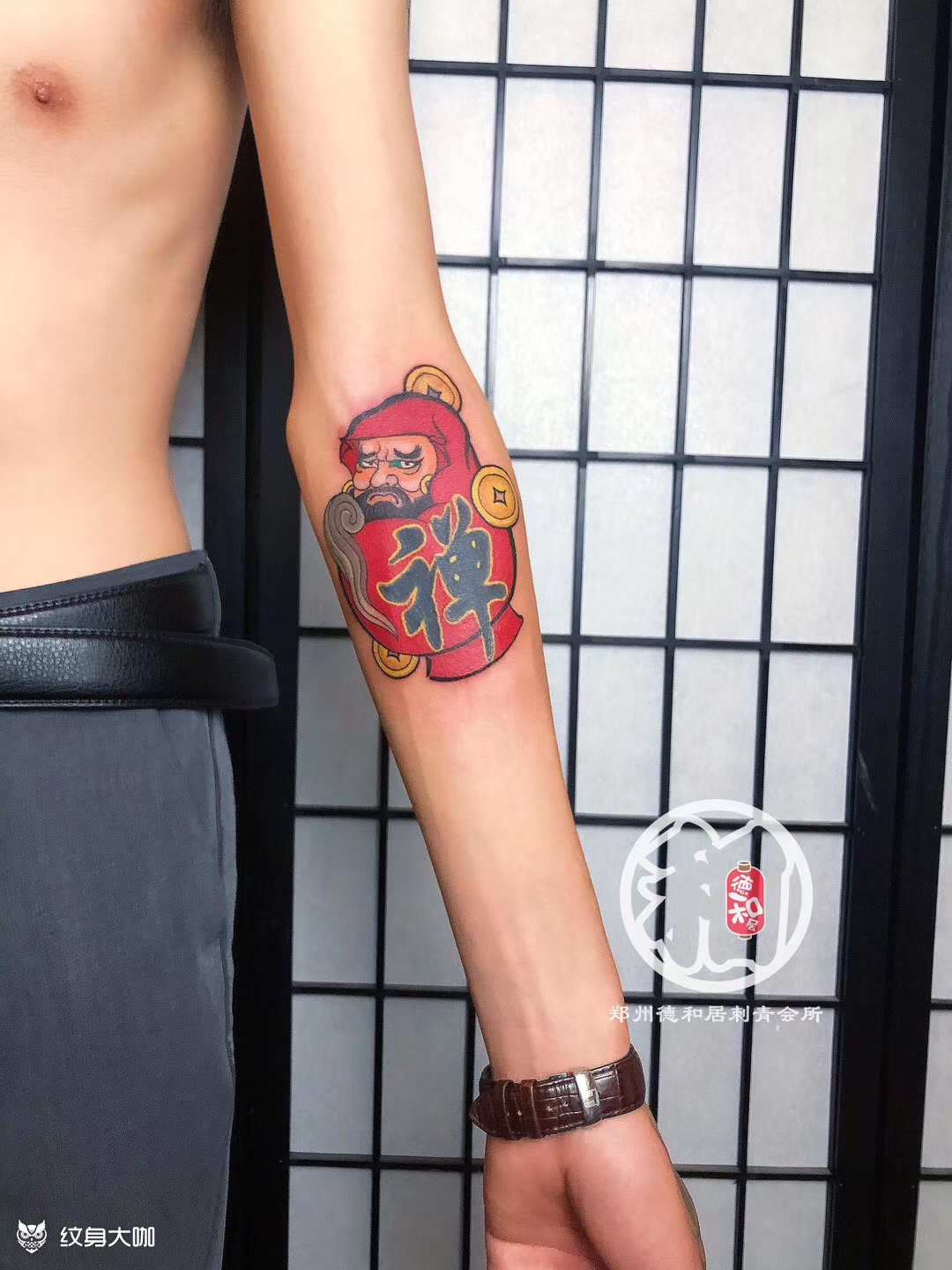 达摩禅字是客人原纹身