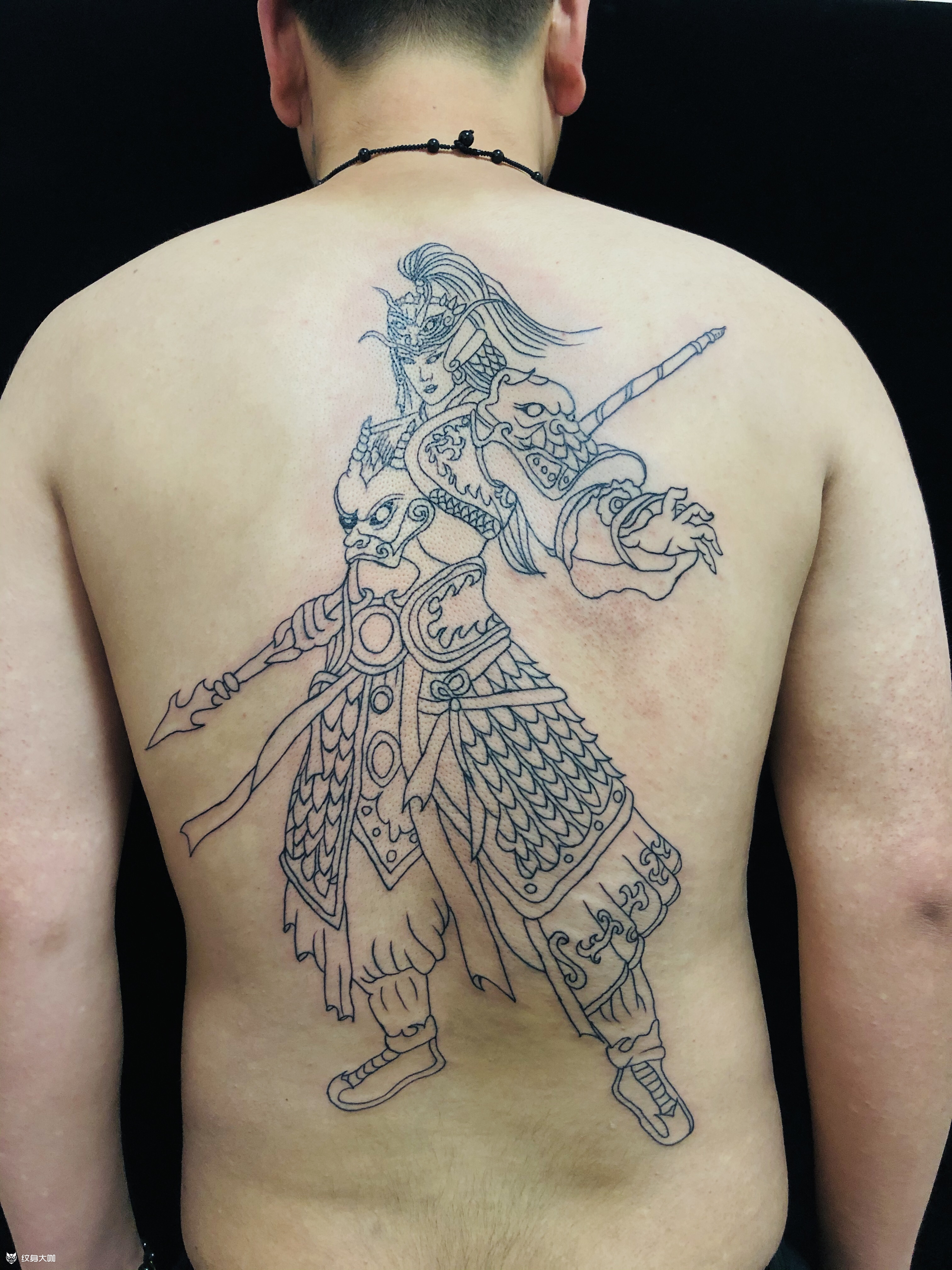 满背赵云线条_纹身图案手稿图片_李勇的纹身作品集