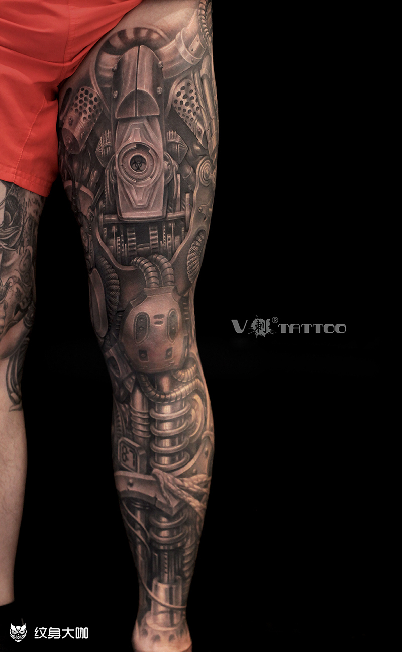 机械师的机械腿_纹身图案手稿图片_阿v的纹身作品集