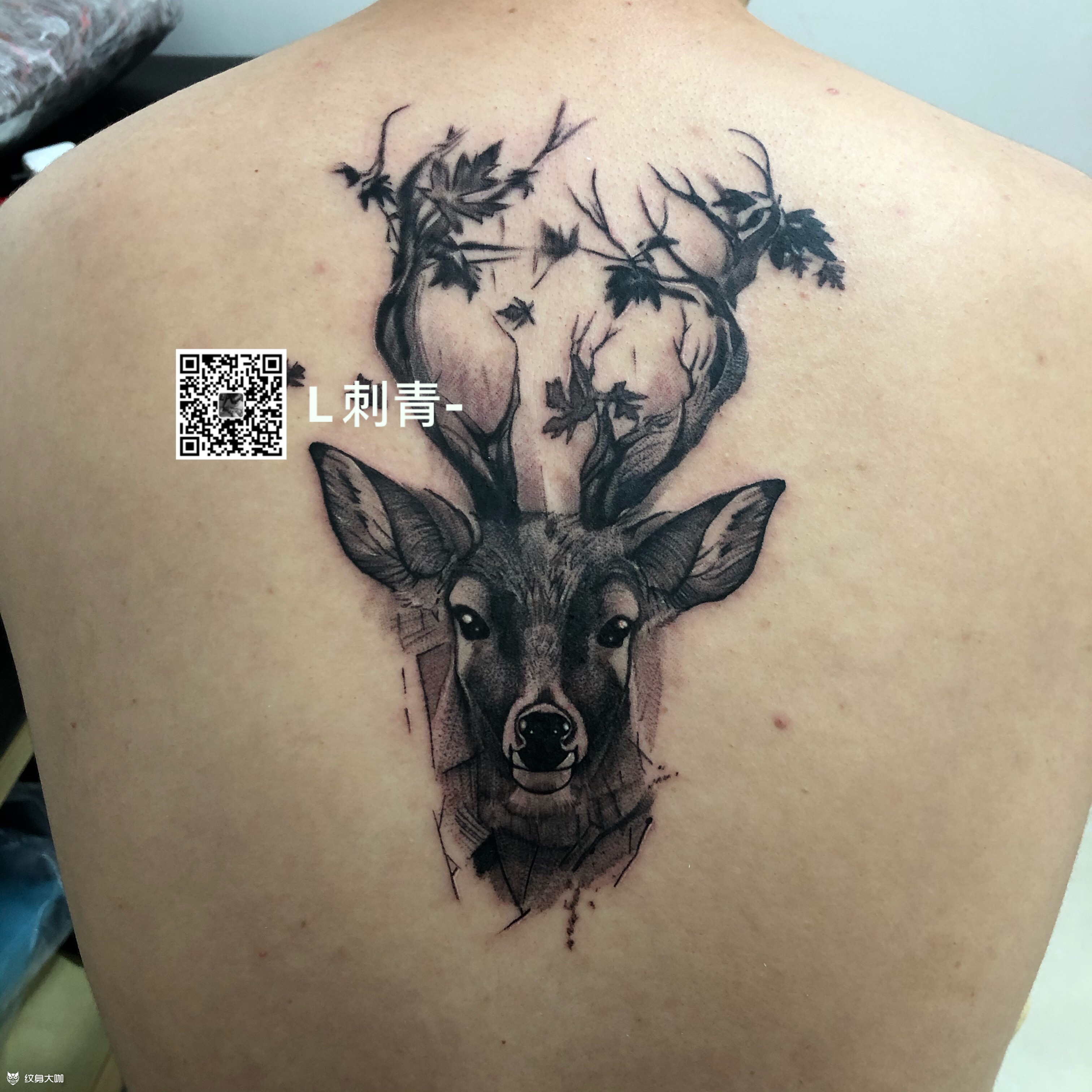 写实鹿_纹身图案手稿图片_l刺圊的纹身作品集