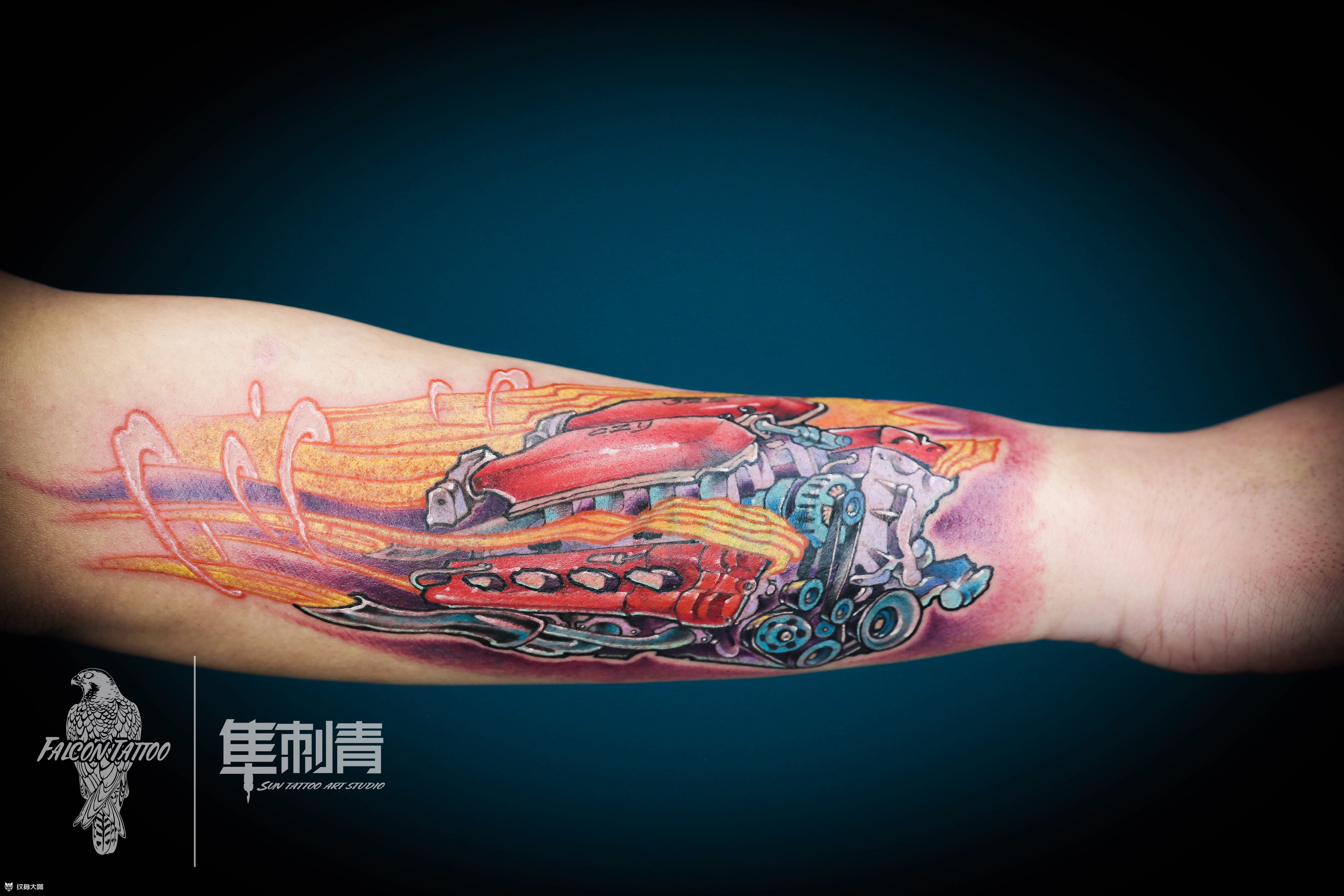 发动机_纹身图案手稿图片_贺沙洲的纹身作品集