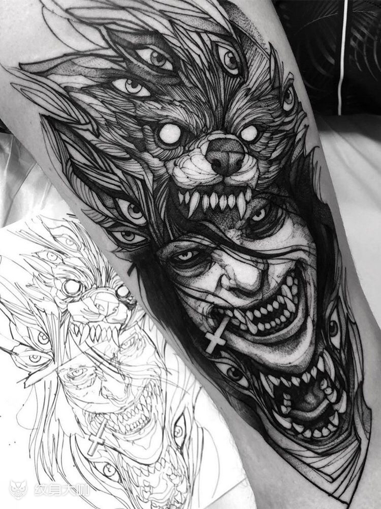 暗黑_纹身图案手稿图片_薇薇的纹身作品集
