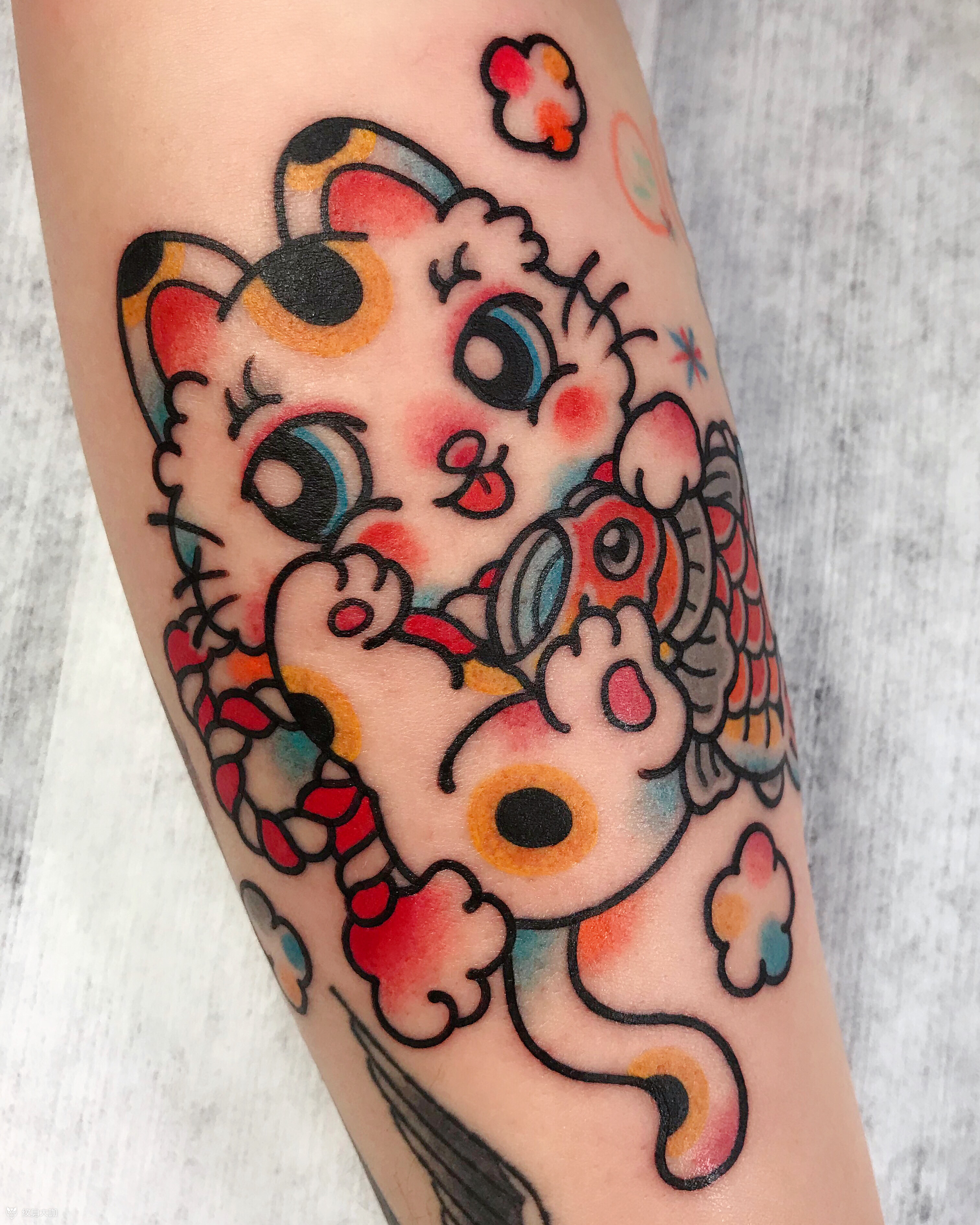 招财猫_纹身图案手稿图片_吴晓中的纹身作品集