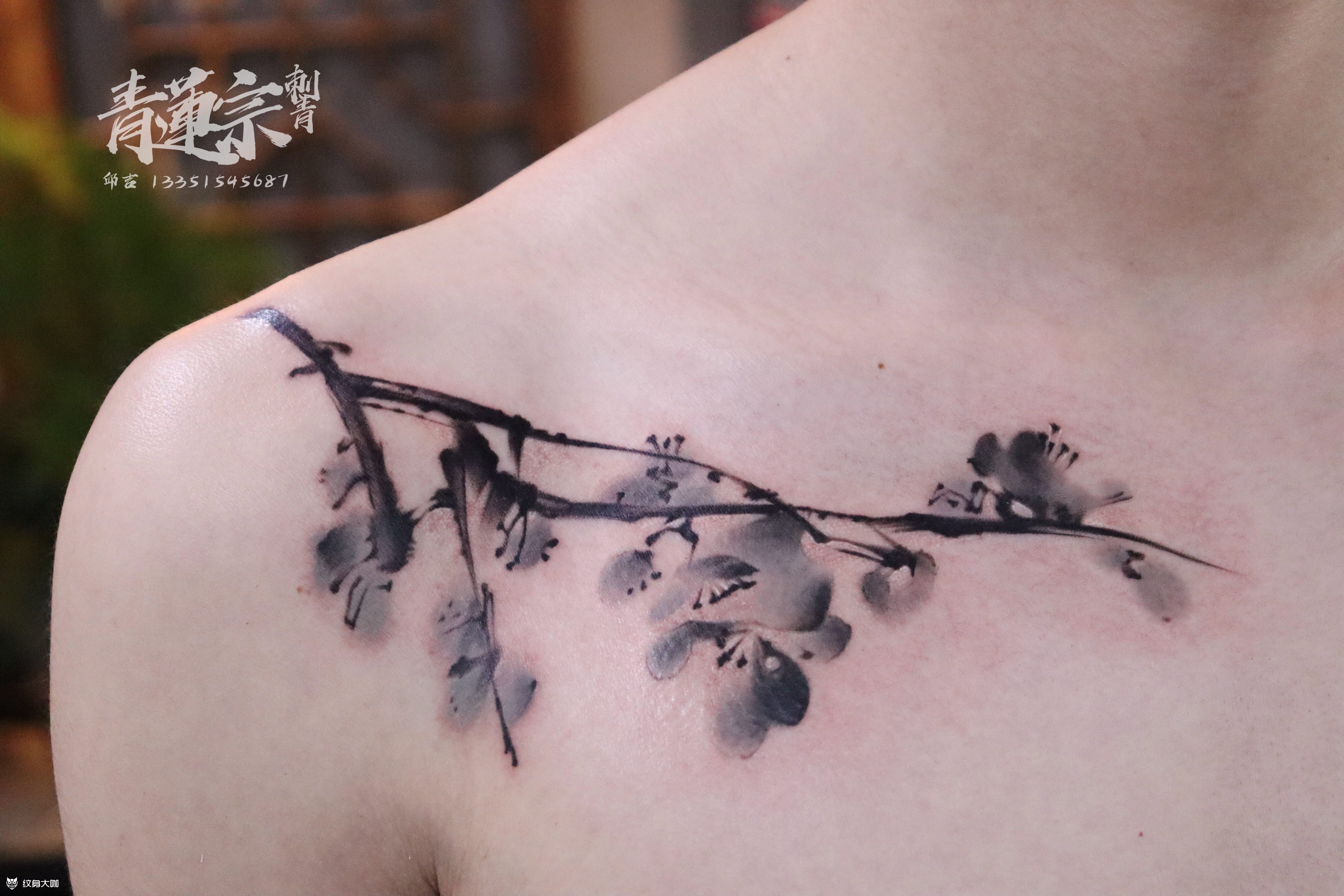 梅花_纹身图案手稿图片_邱吉的纹身作品集