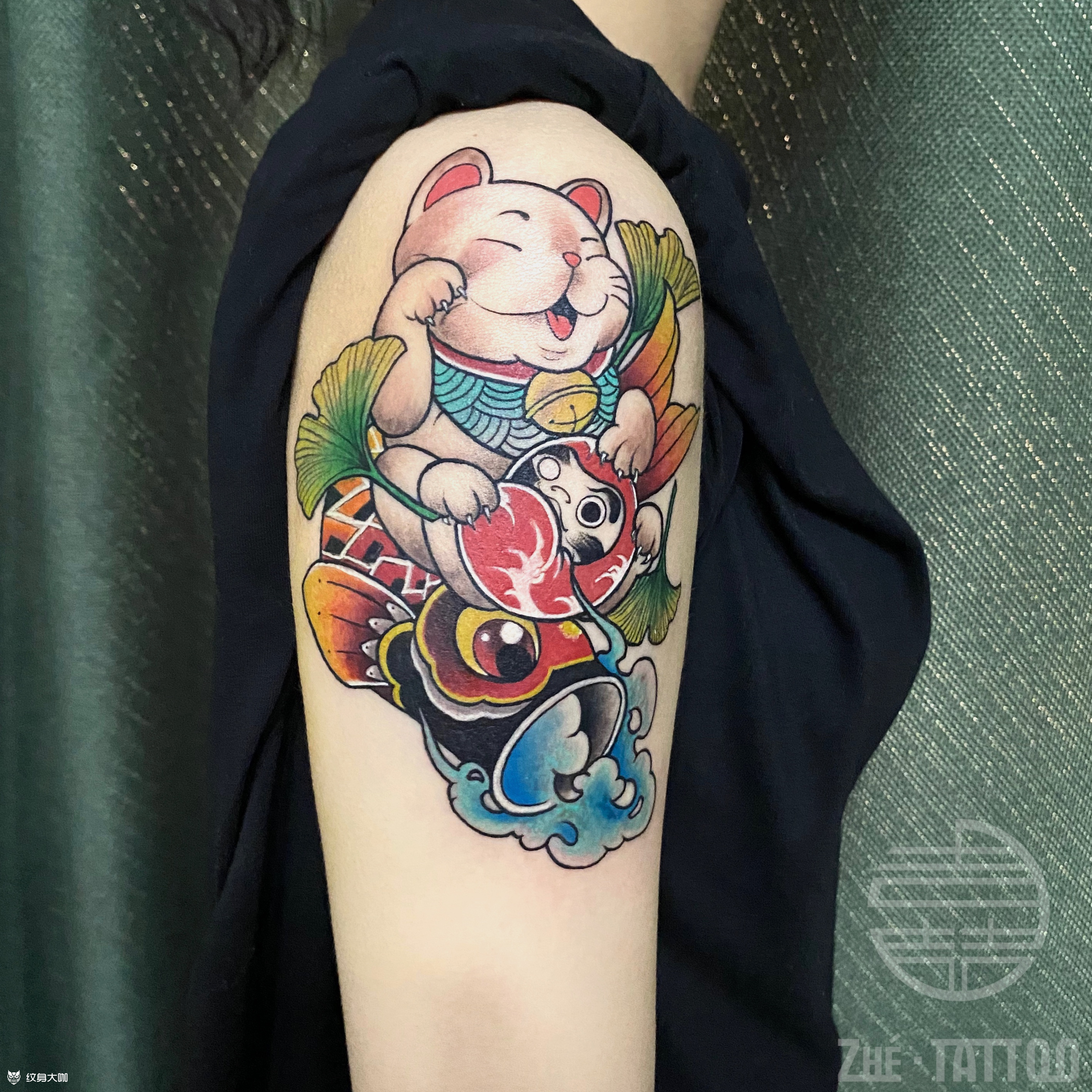 招财猫_纹身图案手稿图片_小吉的纹身作品集