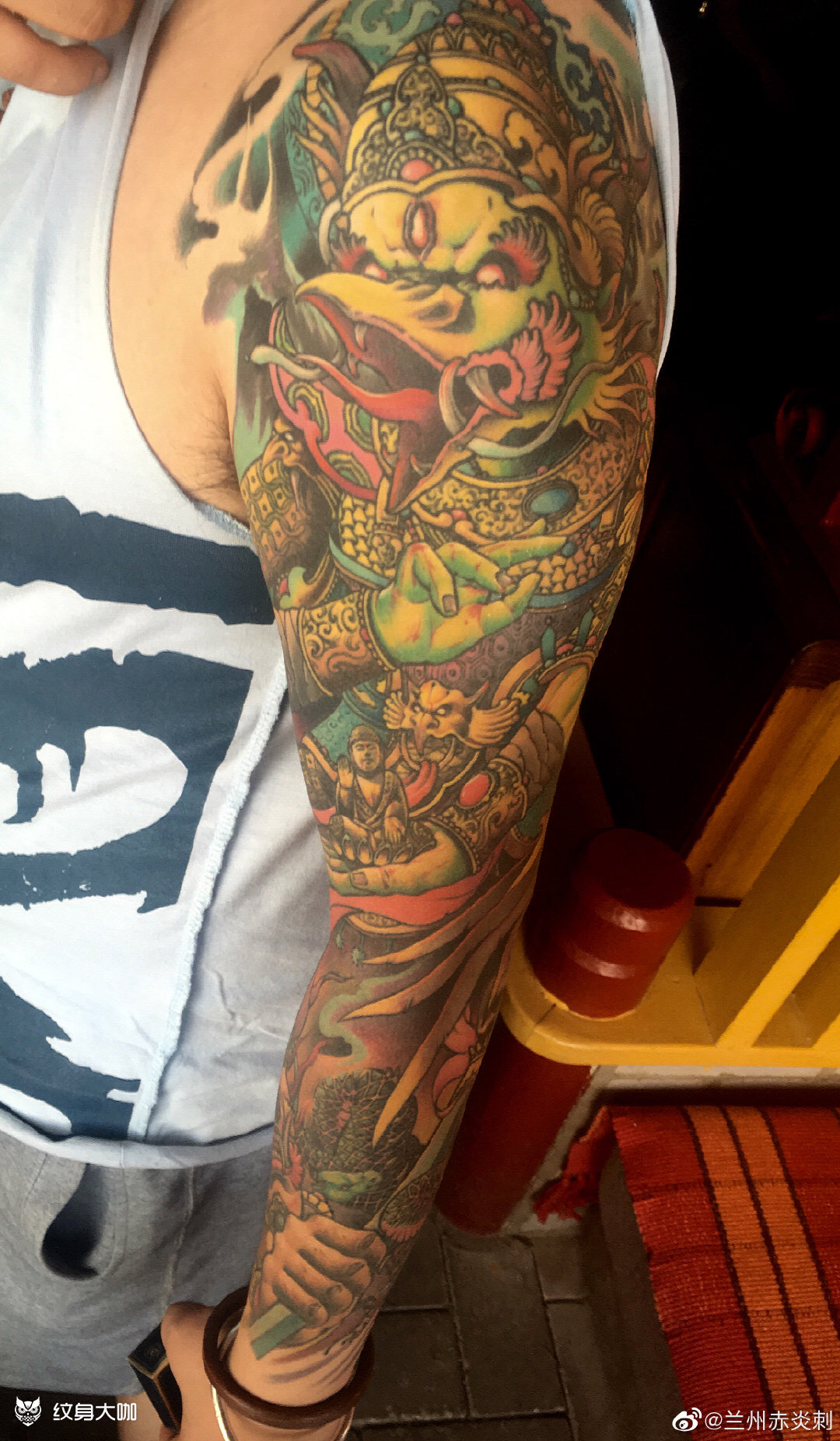 大鹏金翅鸟恢复一年后 _纹身图案手稿图片_靳凯的纹身作品集