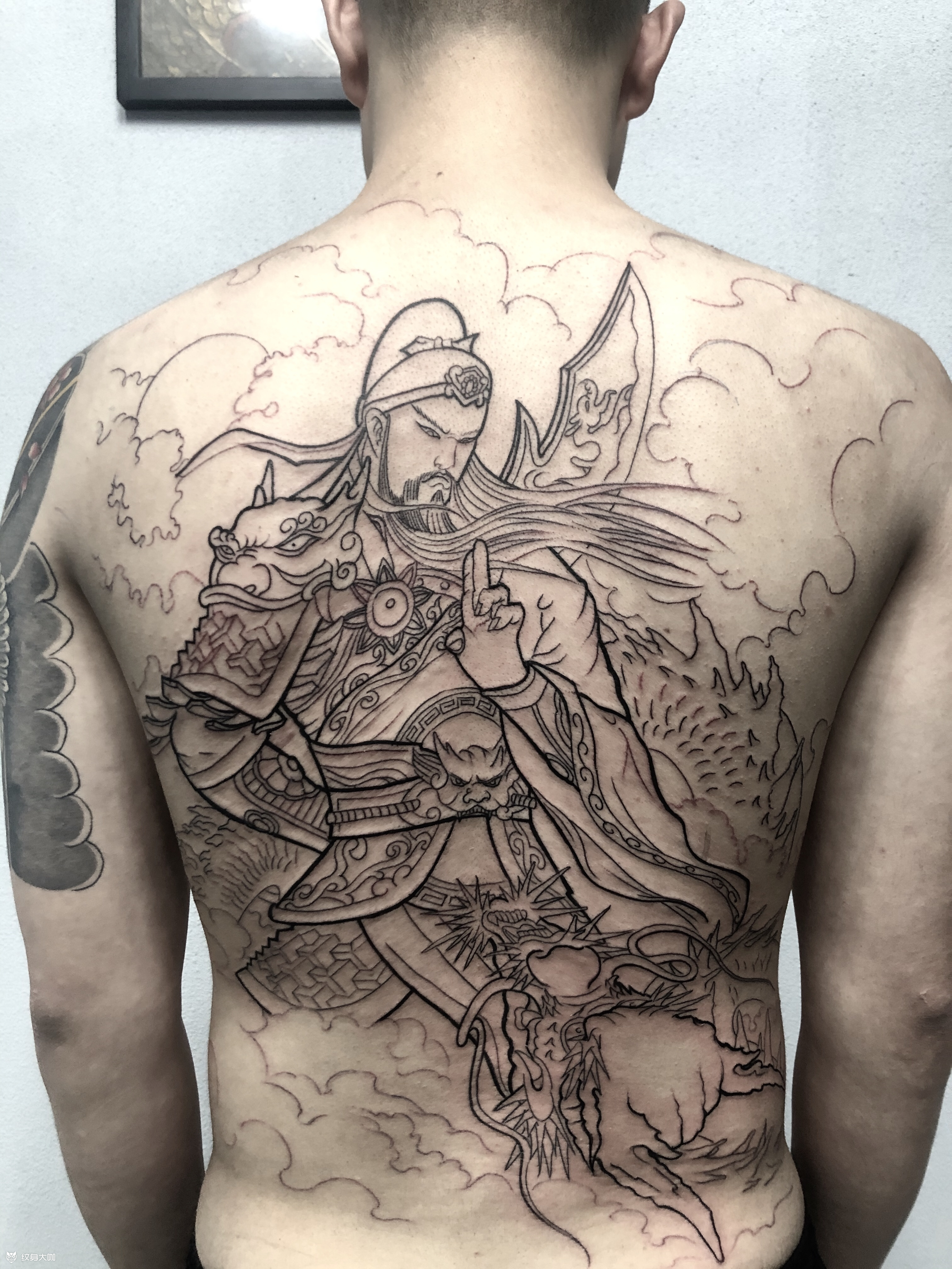 满背关公(未完成)_纹身图案手稿图片_丁威博的纹身作品集