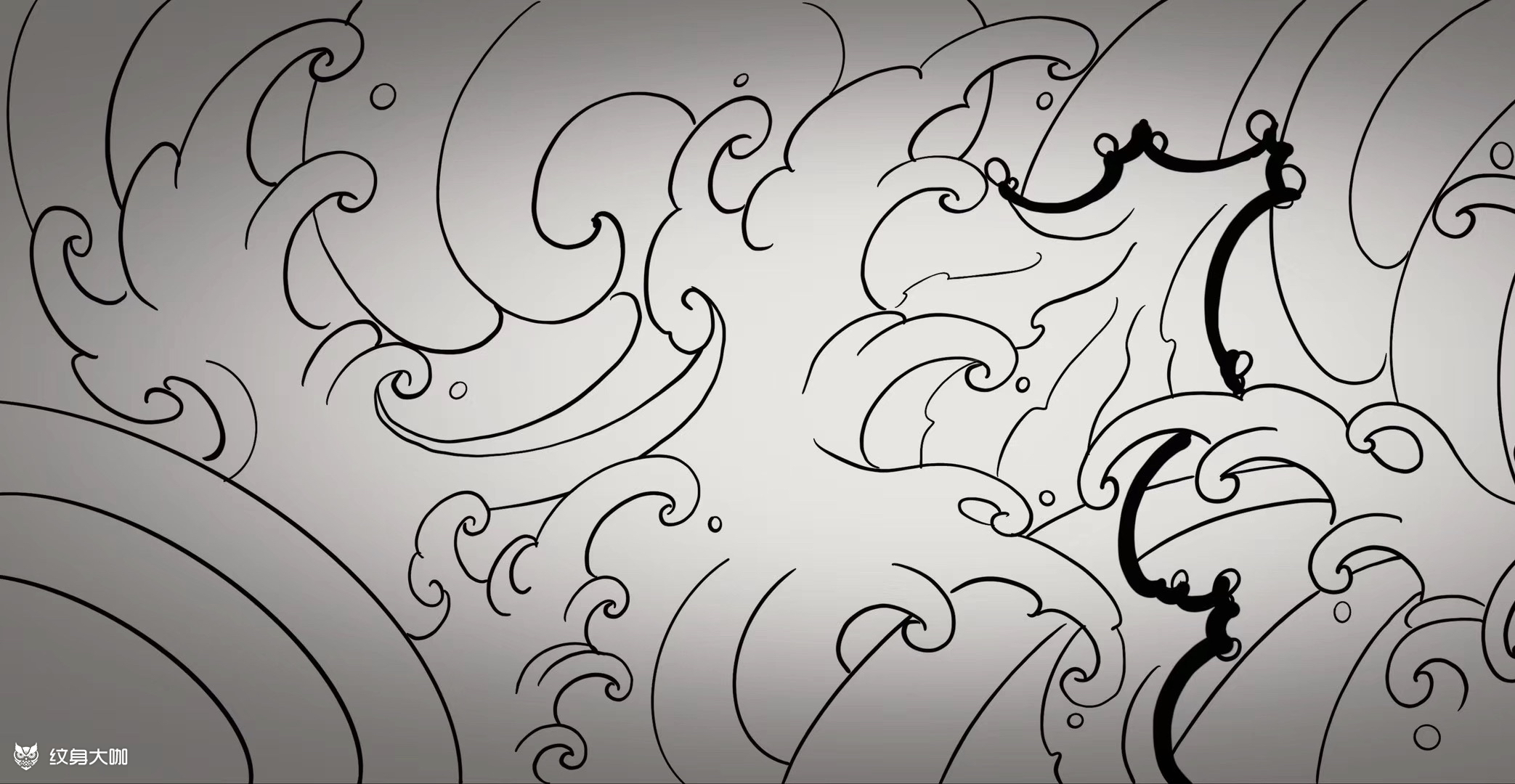 浪花_纹身图案手稿图片_淄博福甜的纹身作品集