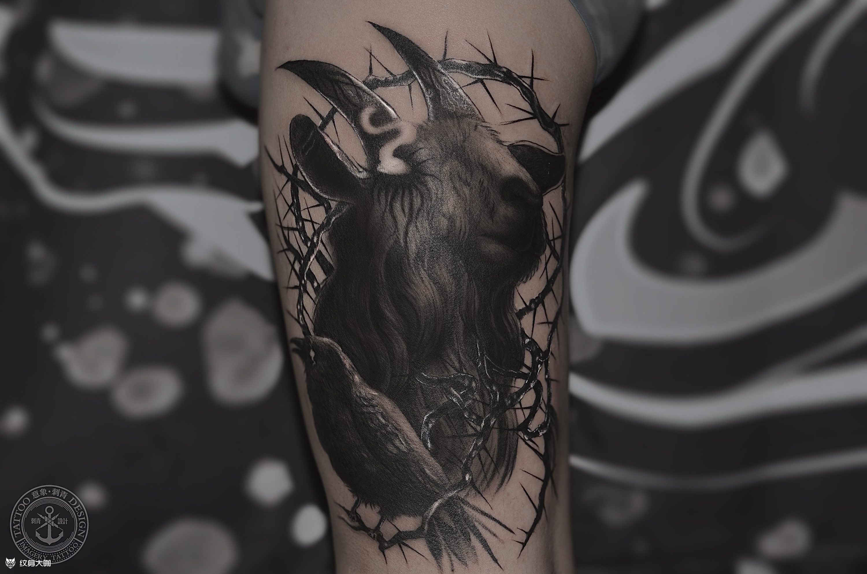 黑山羊_纹身图案手稿图片_ z的纹身作品集