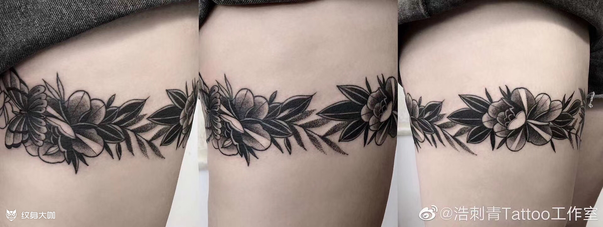 腿环 未完成_纹身图案手稿图片_张浩的纹身作品集