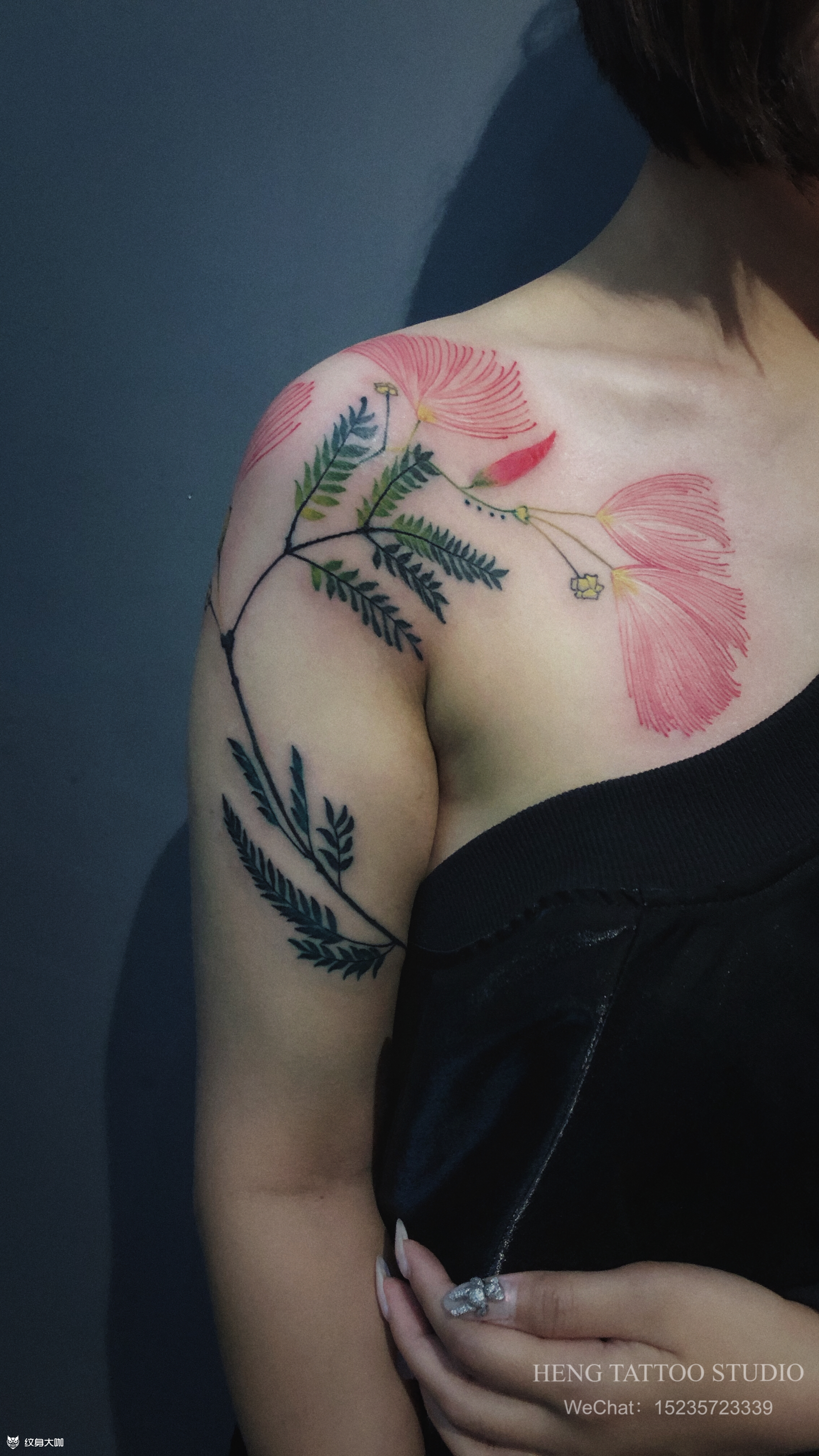 合欢花_纹身图案手稿图片_恒子的纹身作品集