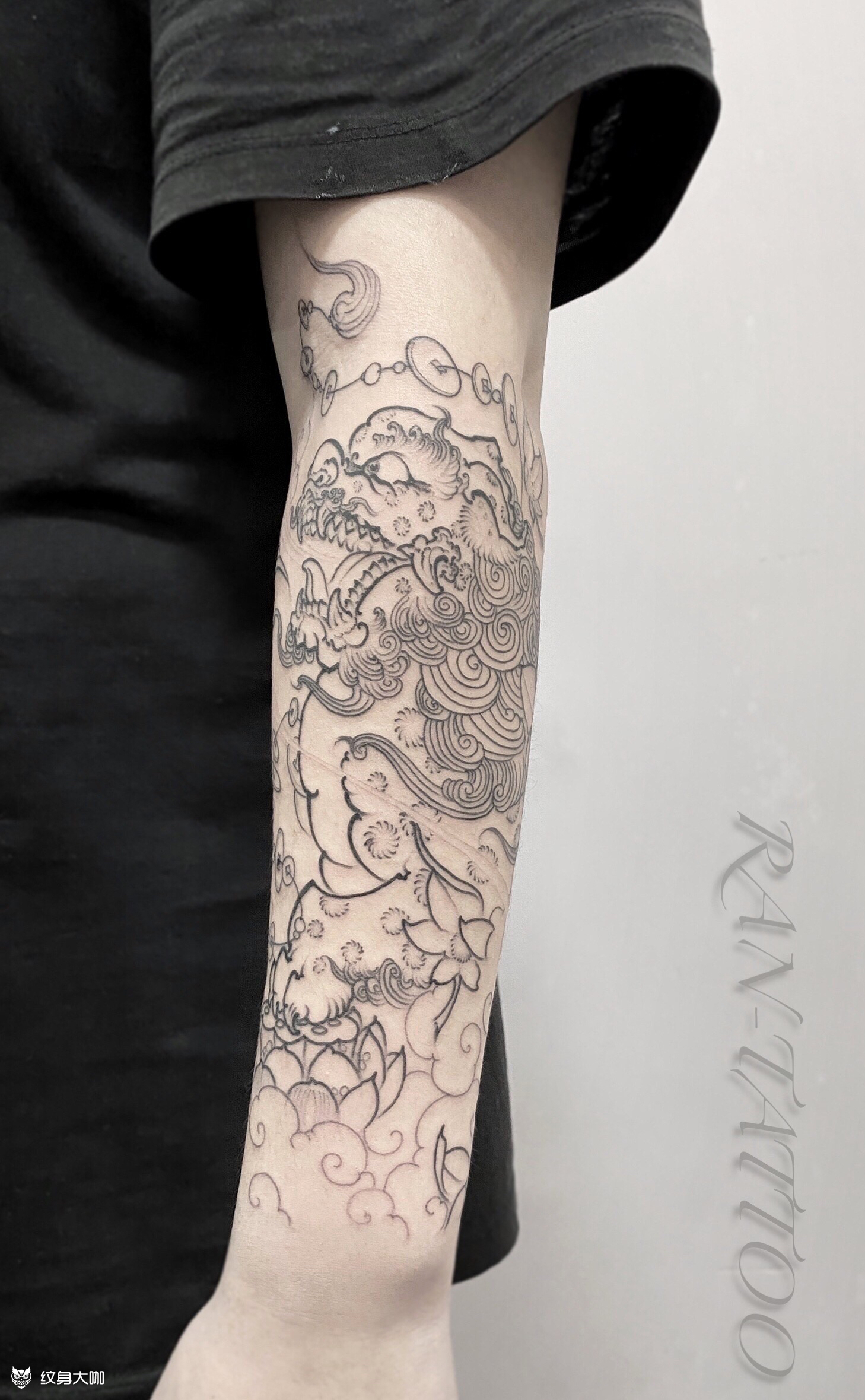 小臂貔貅割线未完成_纹身图案手稿图片_ran的纹身作品集