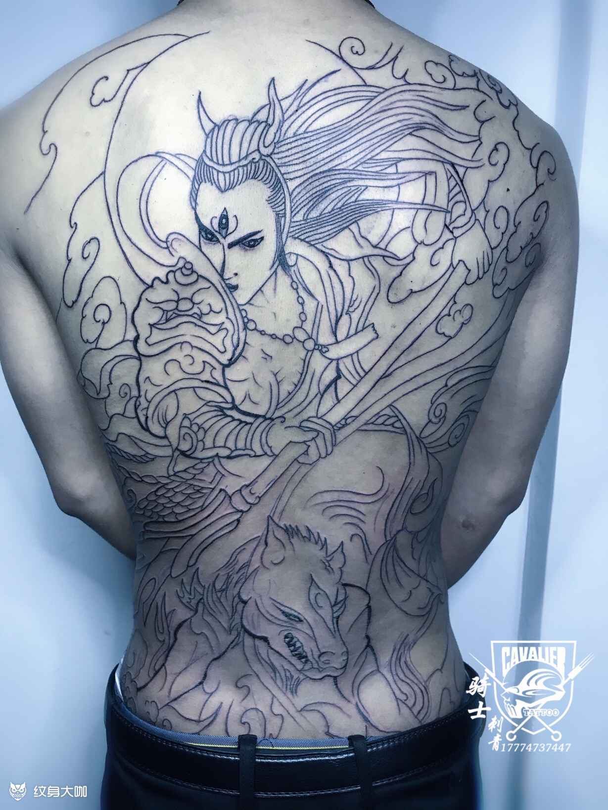 二郎神线条_纹身图案手稿图片_ 骑士的纹身作品集