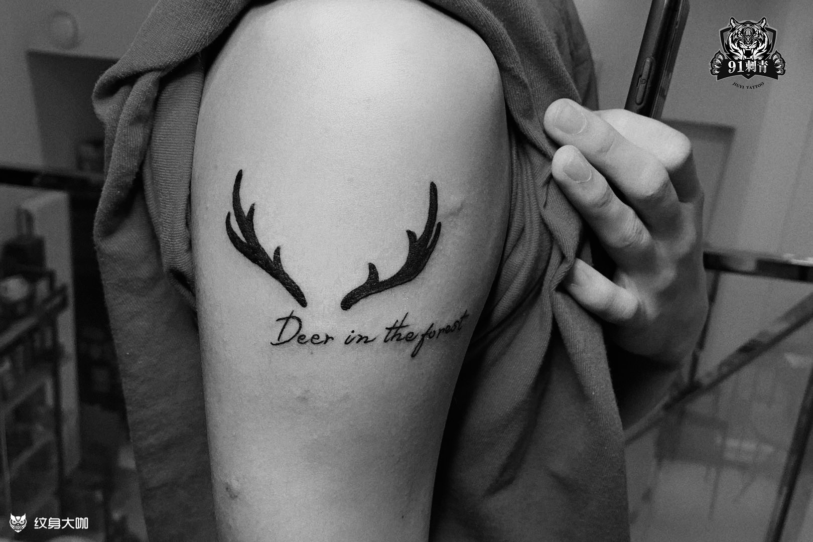 鹿角字母_纹身图案手稿图片_成虎的纹身作品集