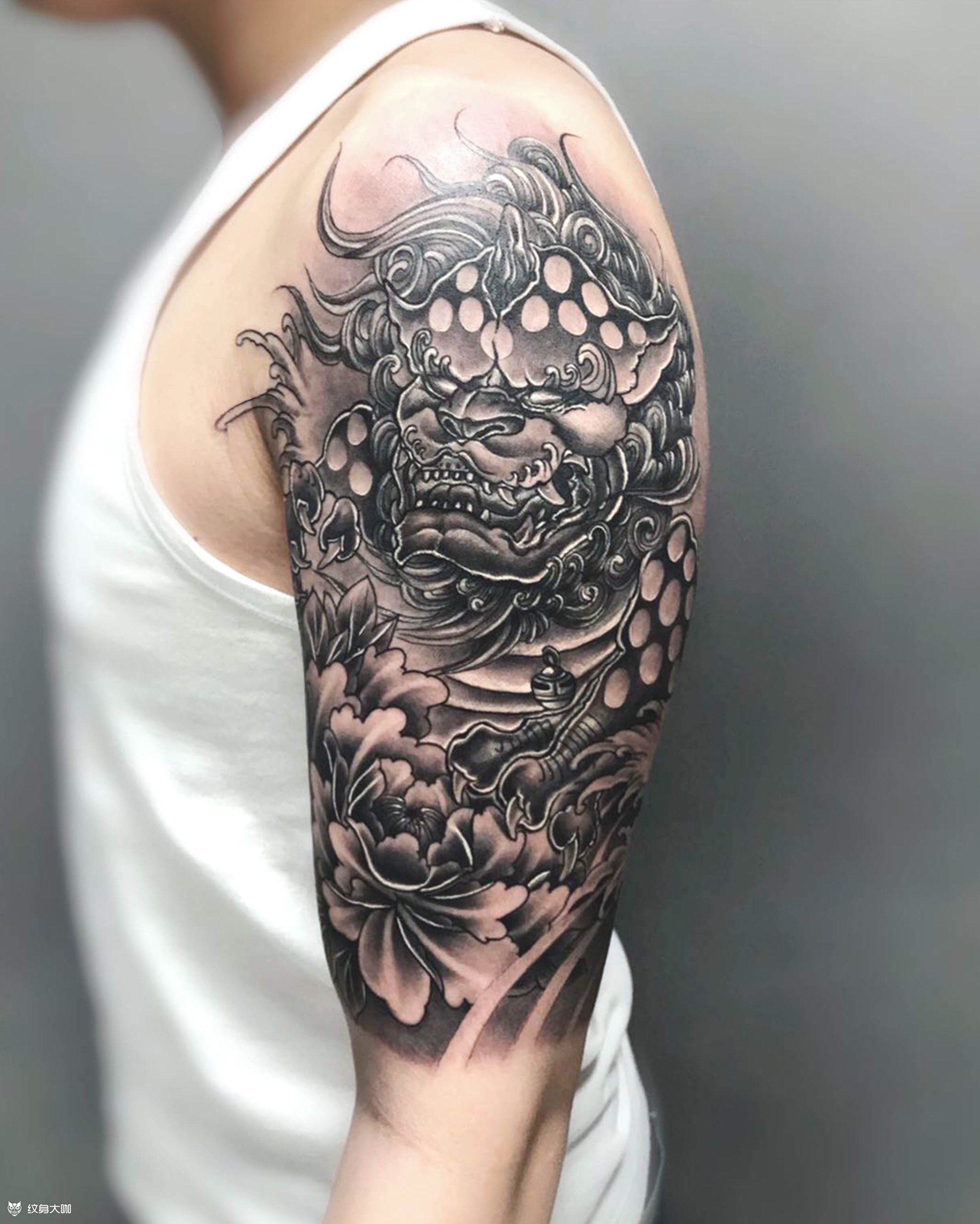 唐狮子_纹身图案手稿图片__择山的纹身作品集