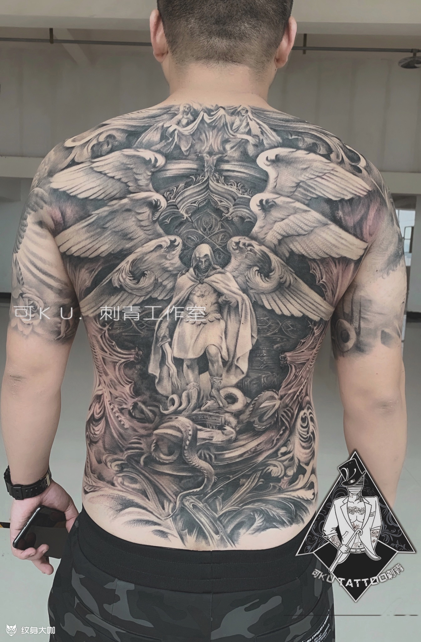 天使满背_纹身图案手稿图片_常可的纹身作品集