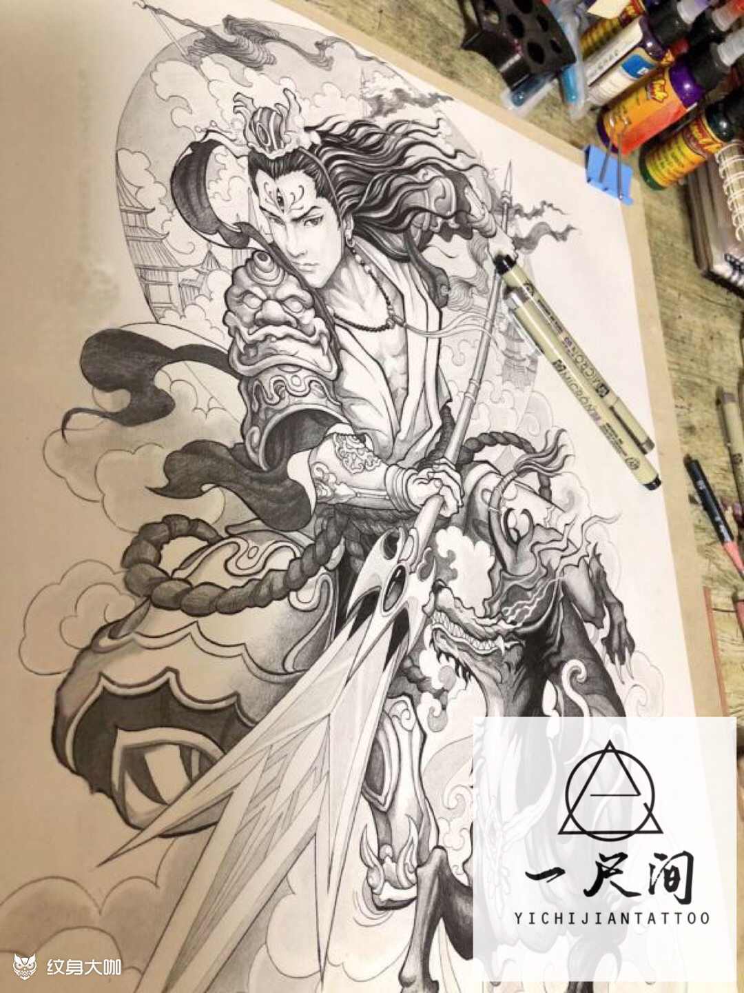 二郎神_纹身图案手稿图片_馒头的纹身作品集