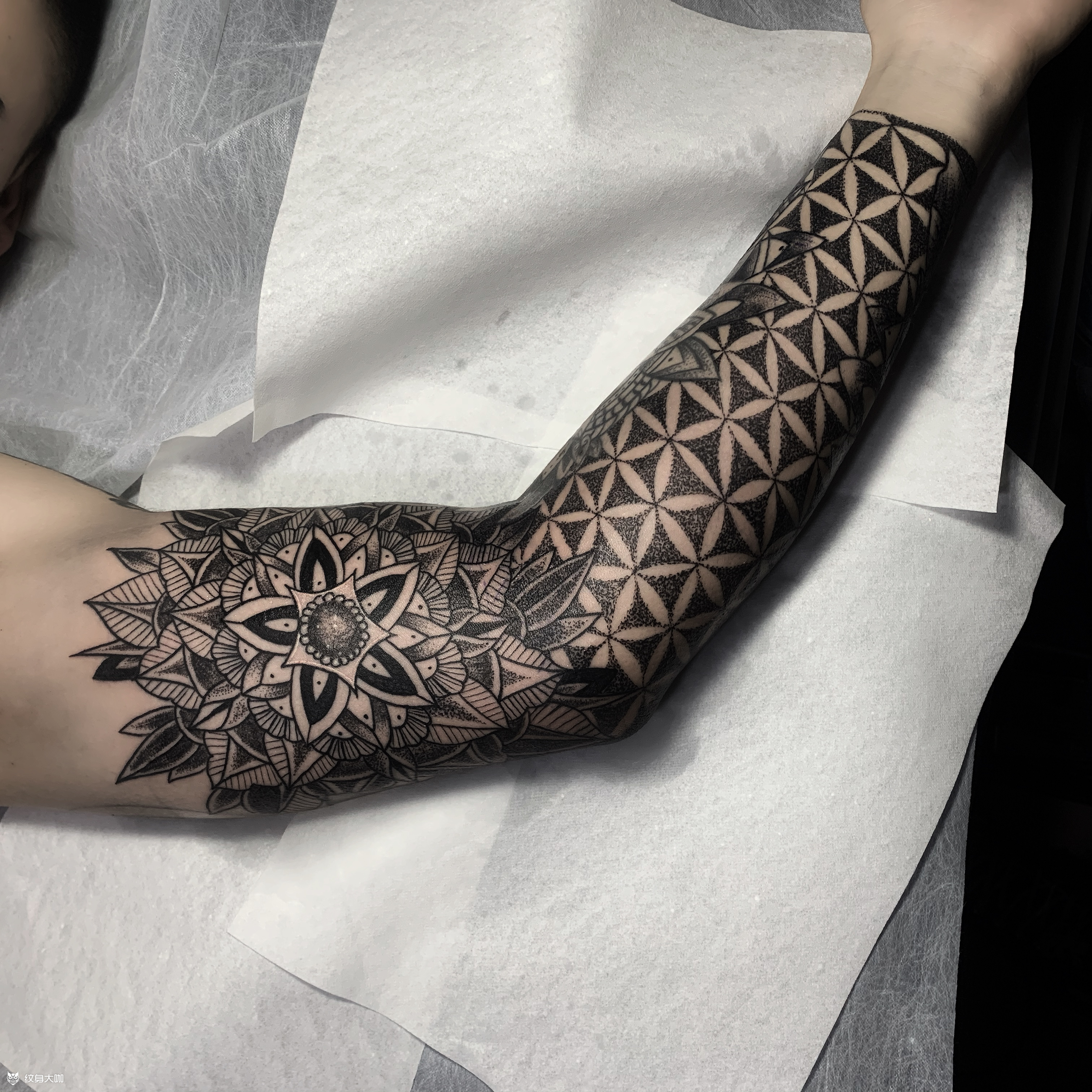 点刺花臂_纹身图案手稿图片_刘威的纹身作品集