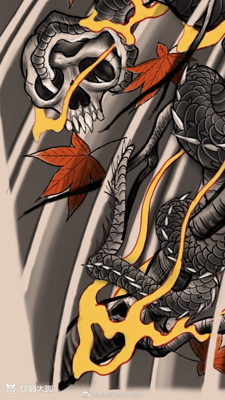 原创作品《花臂龙图》搜神记原_纹身吧社区 - 纹身大咖