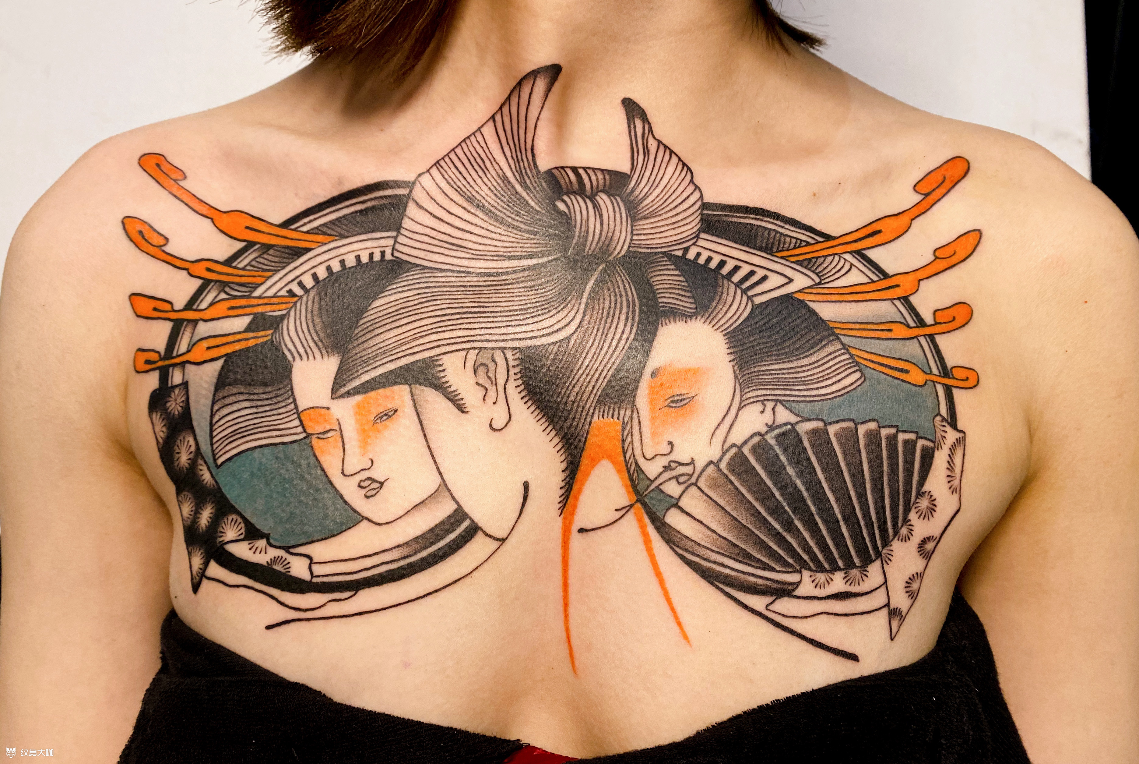 三面艺妓_纹身图案手稿图片_王璇的纹身作品集