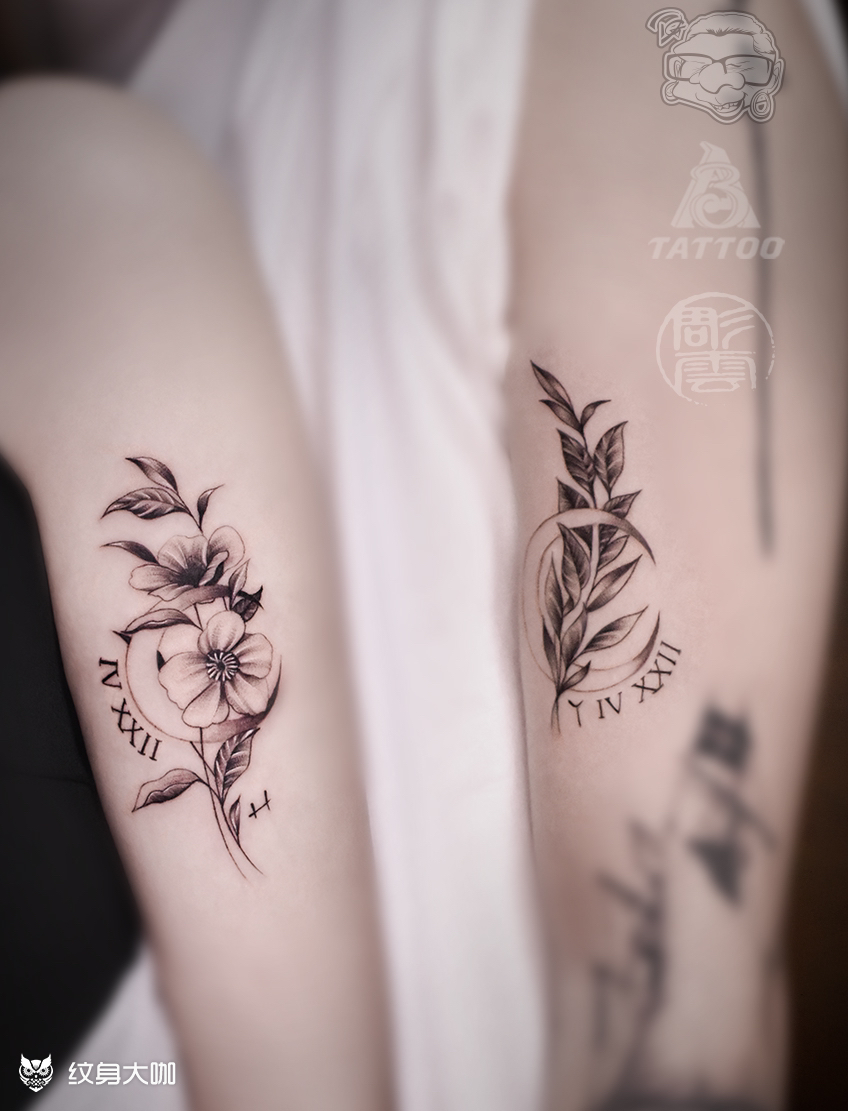情侣素花小图纹身
