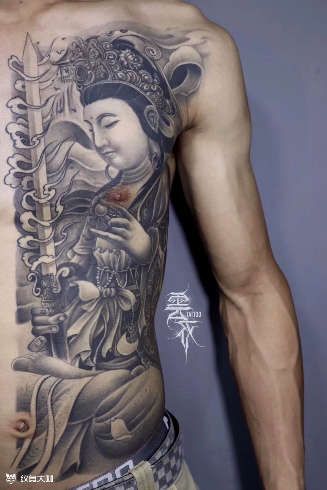 虚空藏菩萨_纹身图案手稿图片_龙成颂的纹身作品集