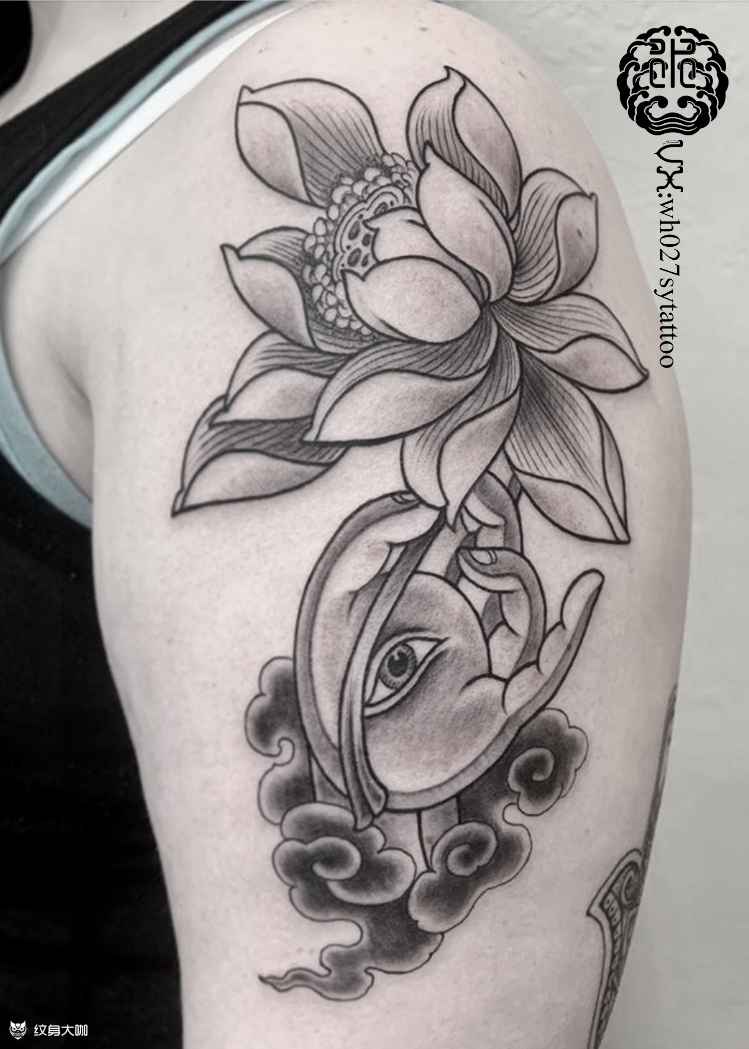 佛手莲花_纹身图案手稿图片_水异的纹身作品集