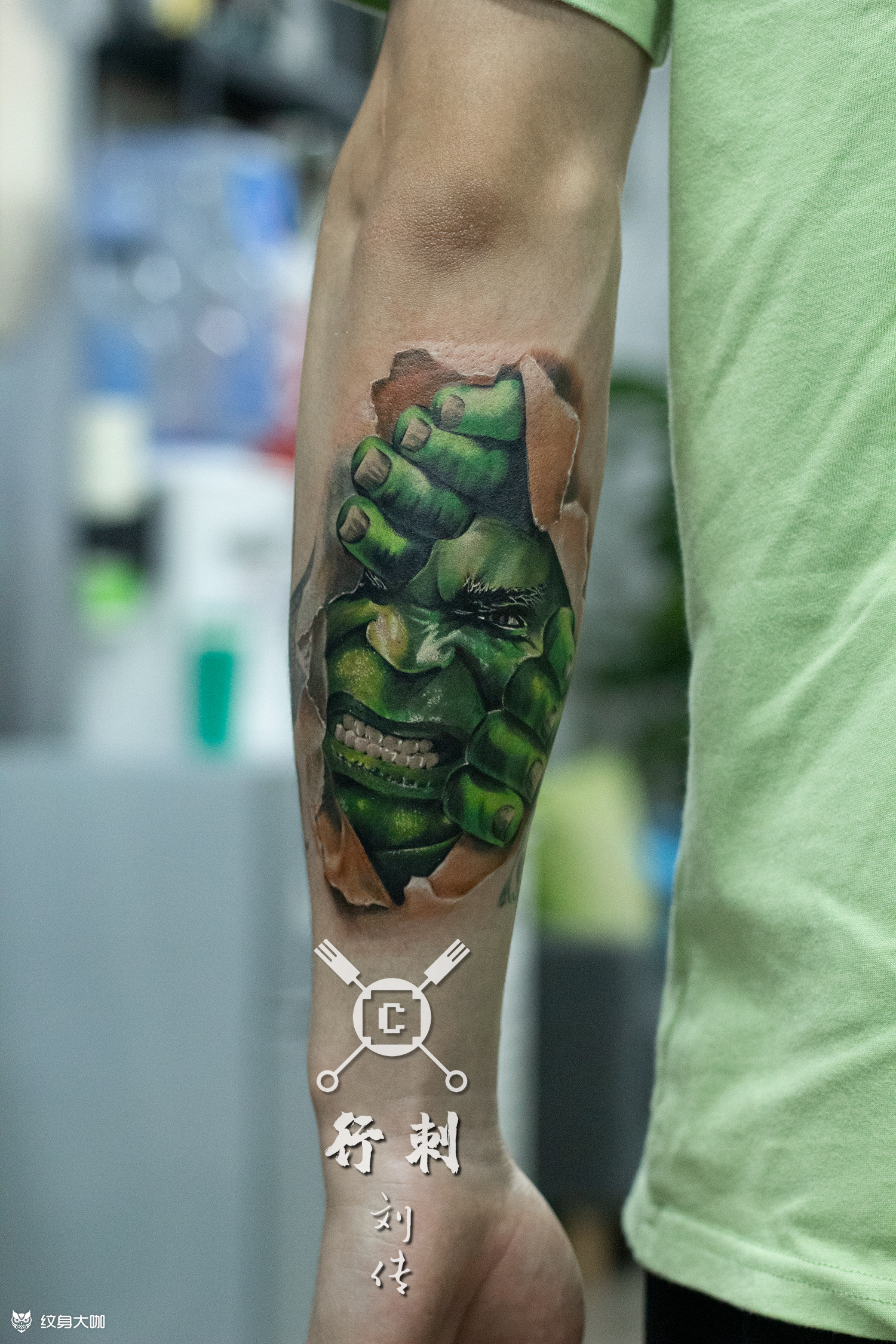绿巨人_纹身图案手稿图片_刘传的纹身作品集
