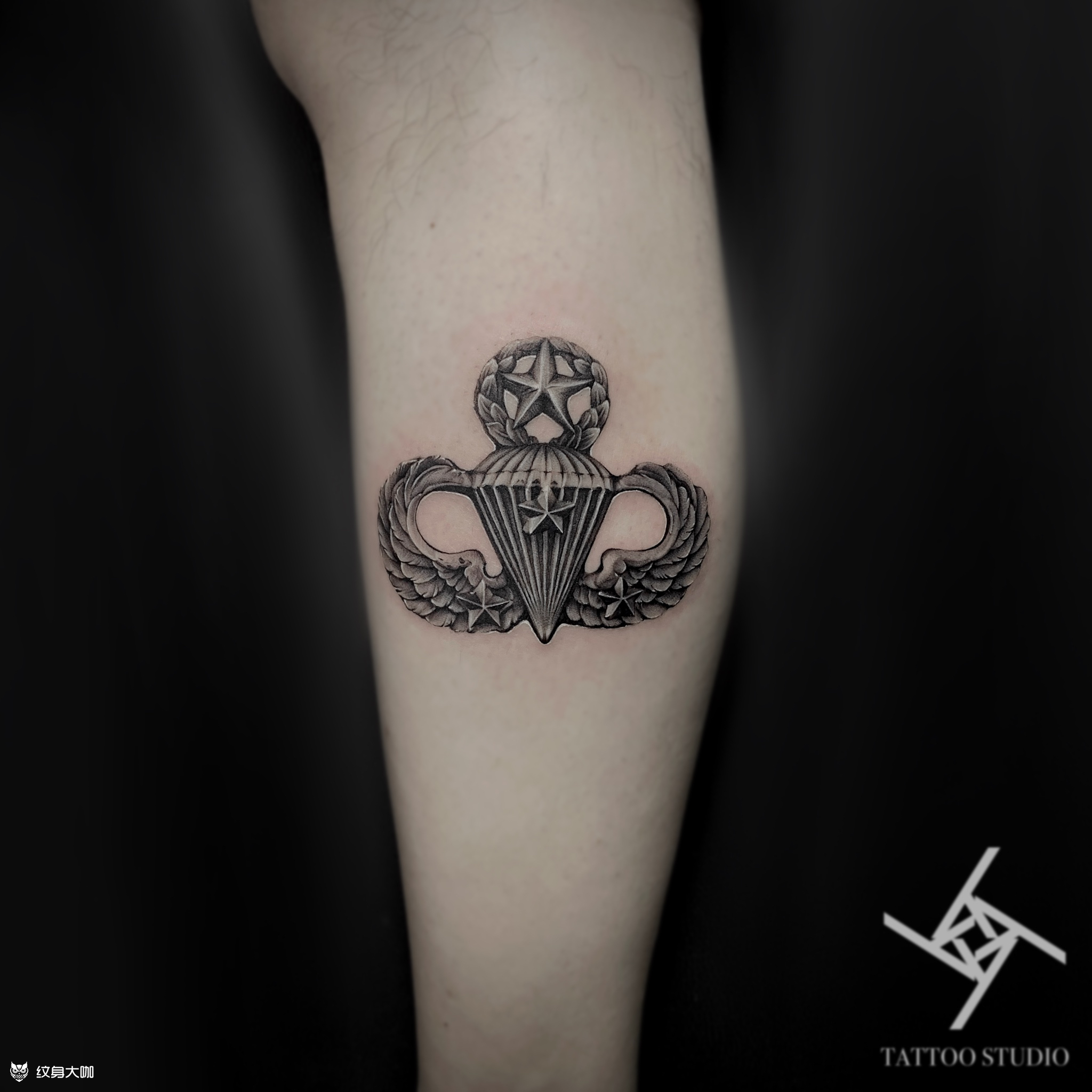 伞兵徽章_纹身图案手稿图片_杨傲的纹身作品集