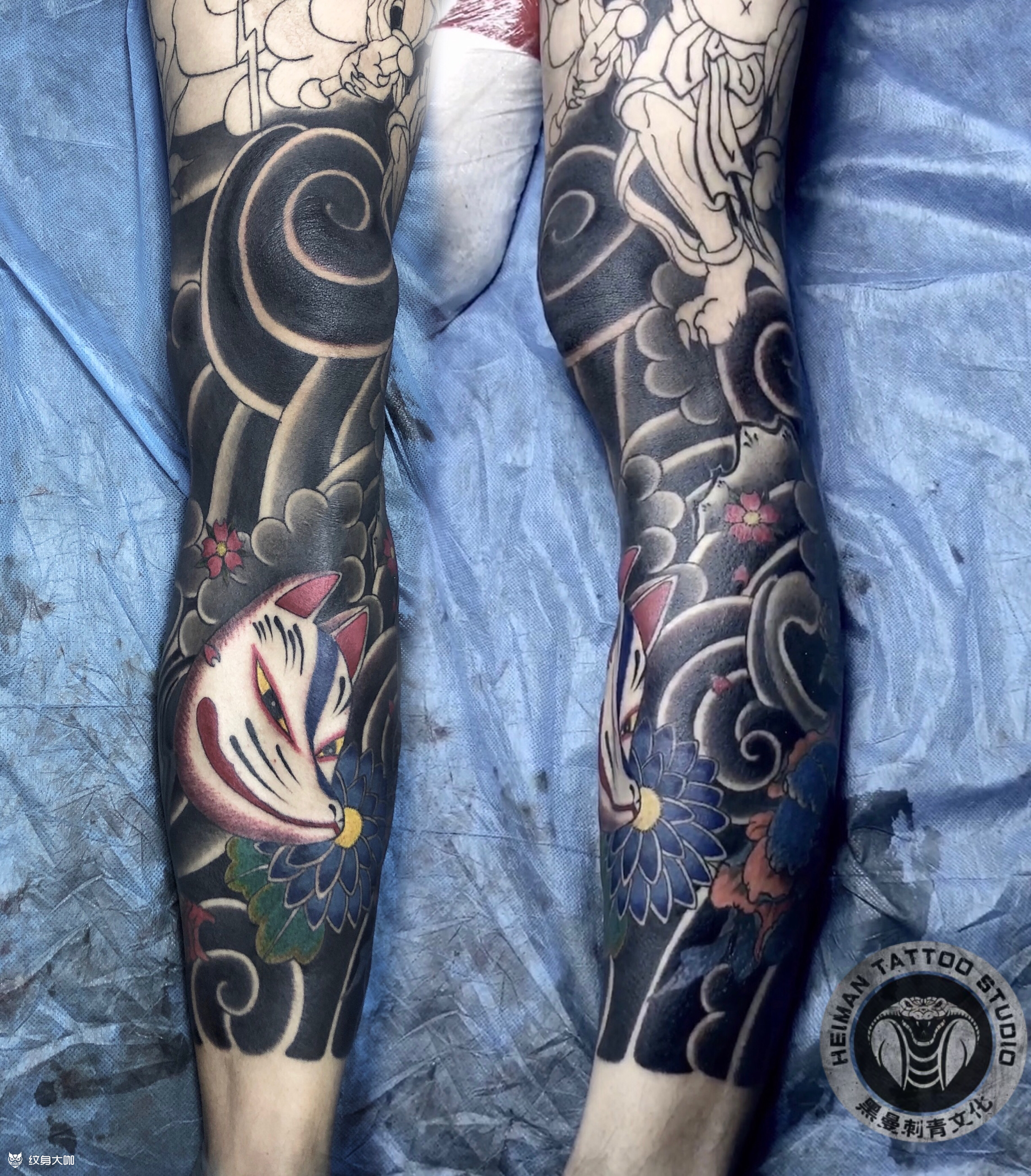 老传统花腿,小腿已搞定_纹身图案手稿图片_lin的纹身作品集