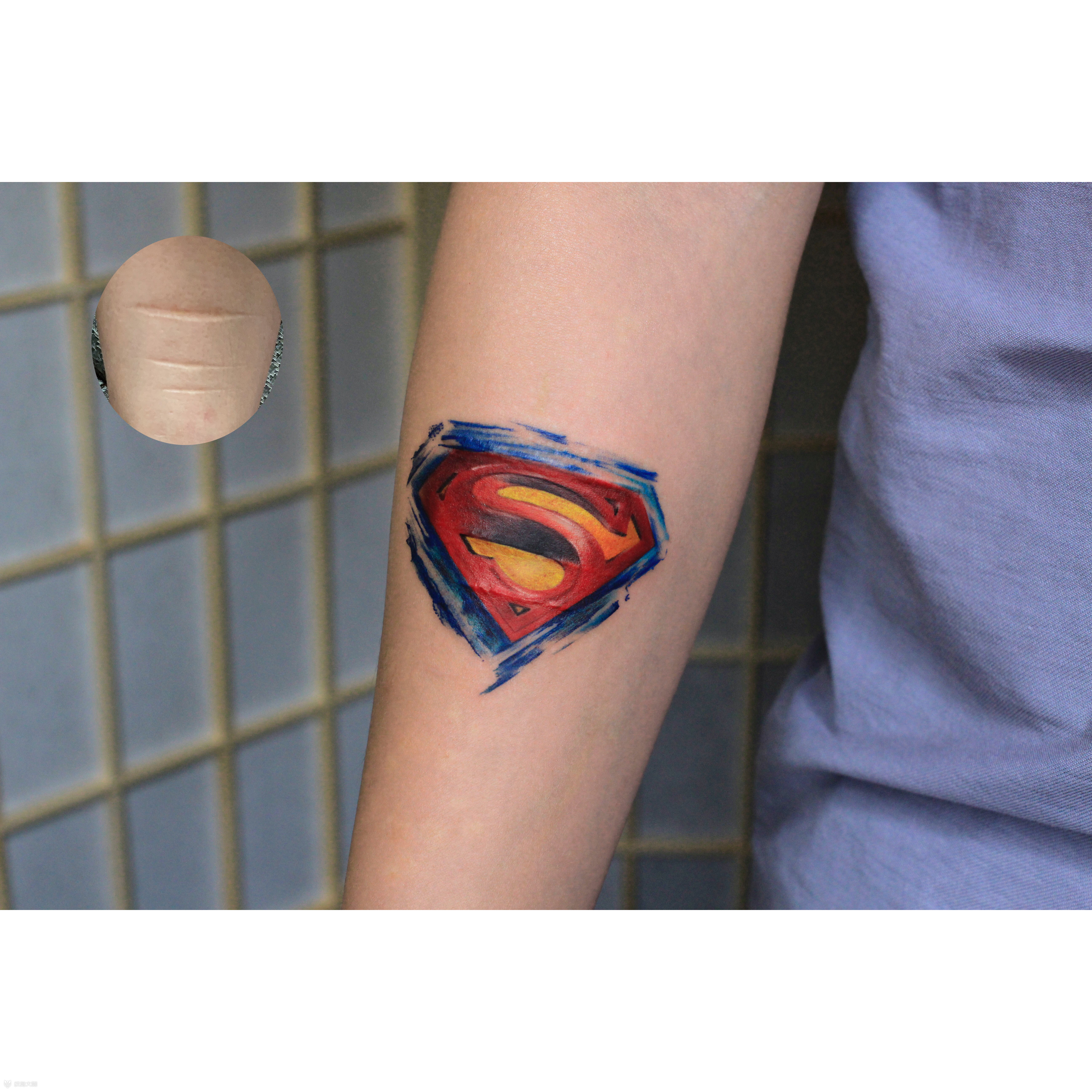 超人遮疤_纹身图案手稿图片_温州水墨风飞煌的纹身作品集