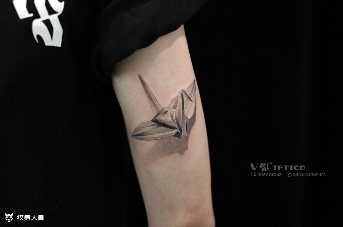 送你一支千纸鹤…_纹身图案手稿图片_阿v的纹身作品集