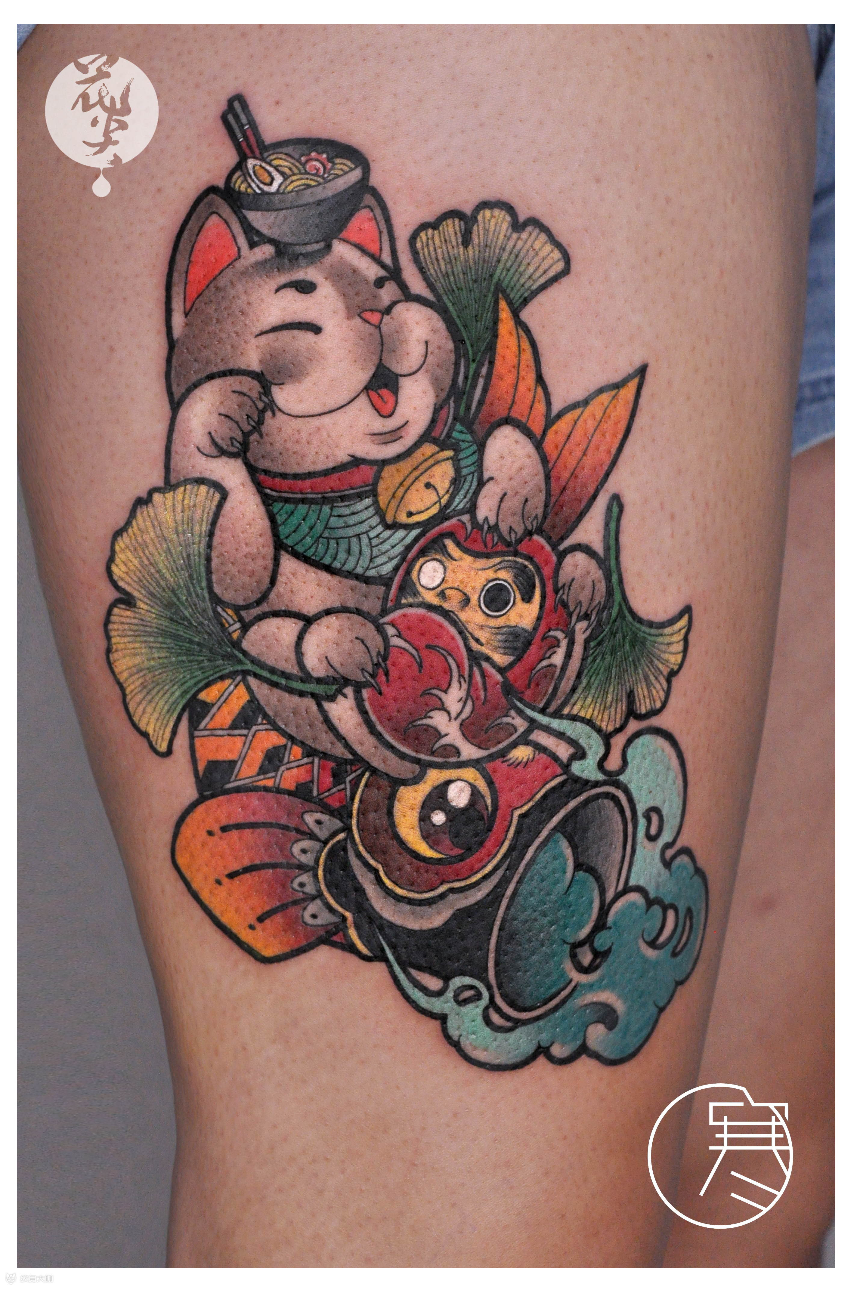招财猫_纹身图案手稿图片_李寒的纹身作品集