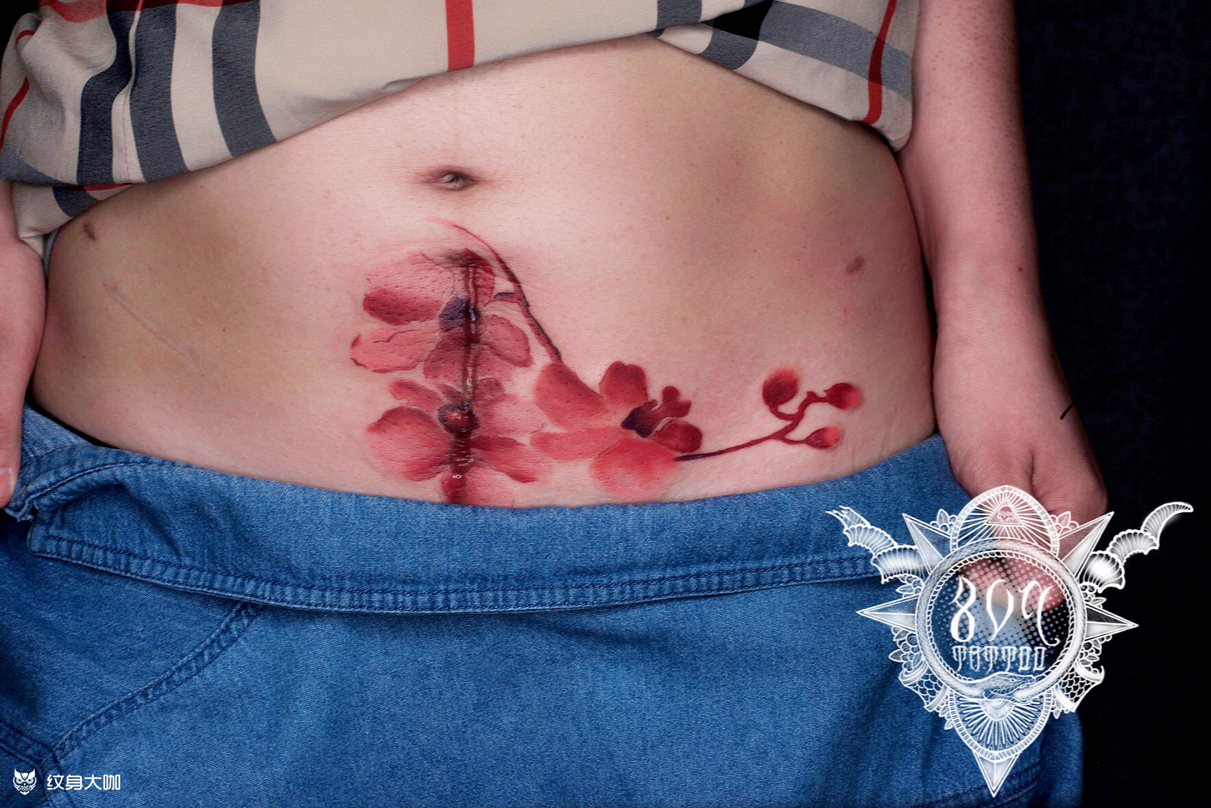 遮盖刨腹产疤痕_纹身图案手稿图片_yz的纹身作品集