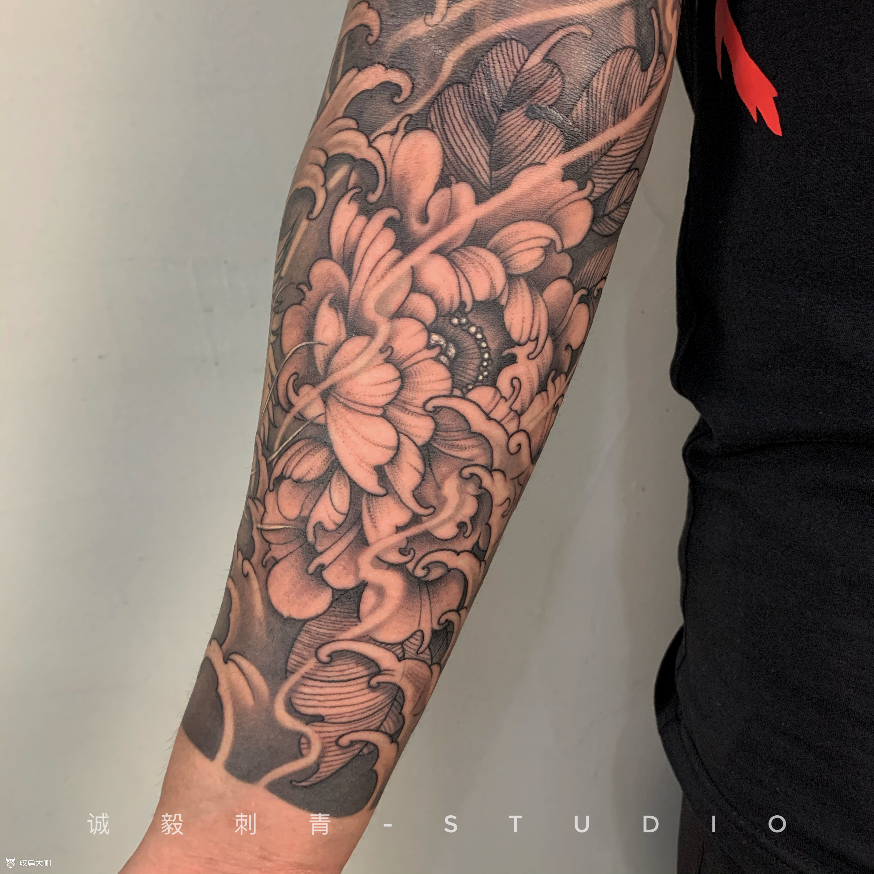 新传统牡丹_纹身图案手稿图片_林的纹身作品集