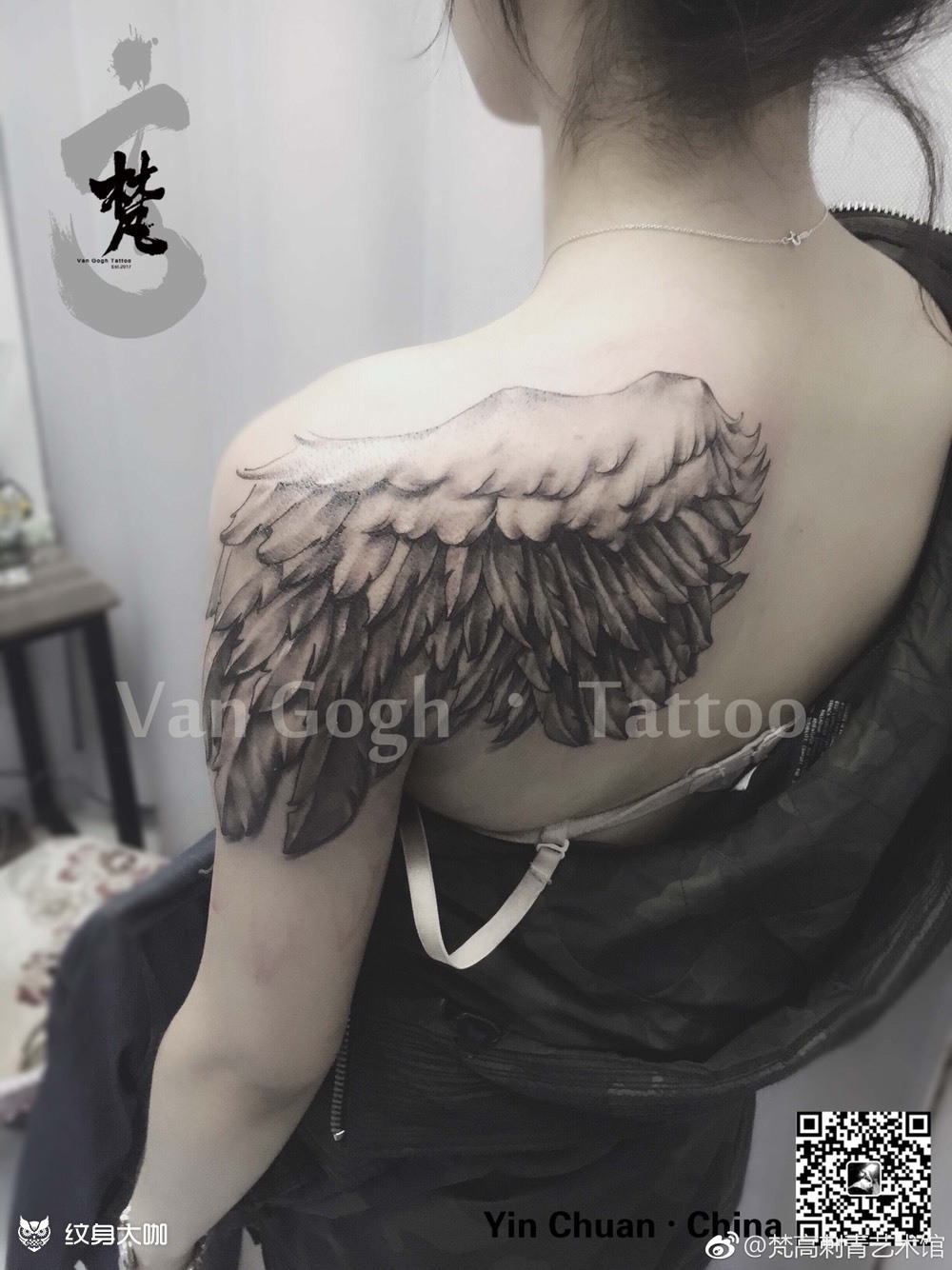 《半臂翅膀》_纹身图案手稿图片_牧佚的纹身作品集