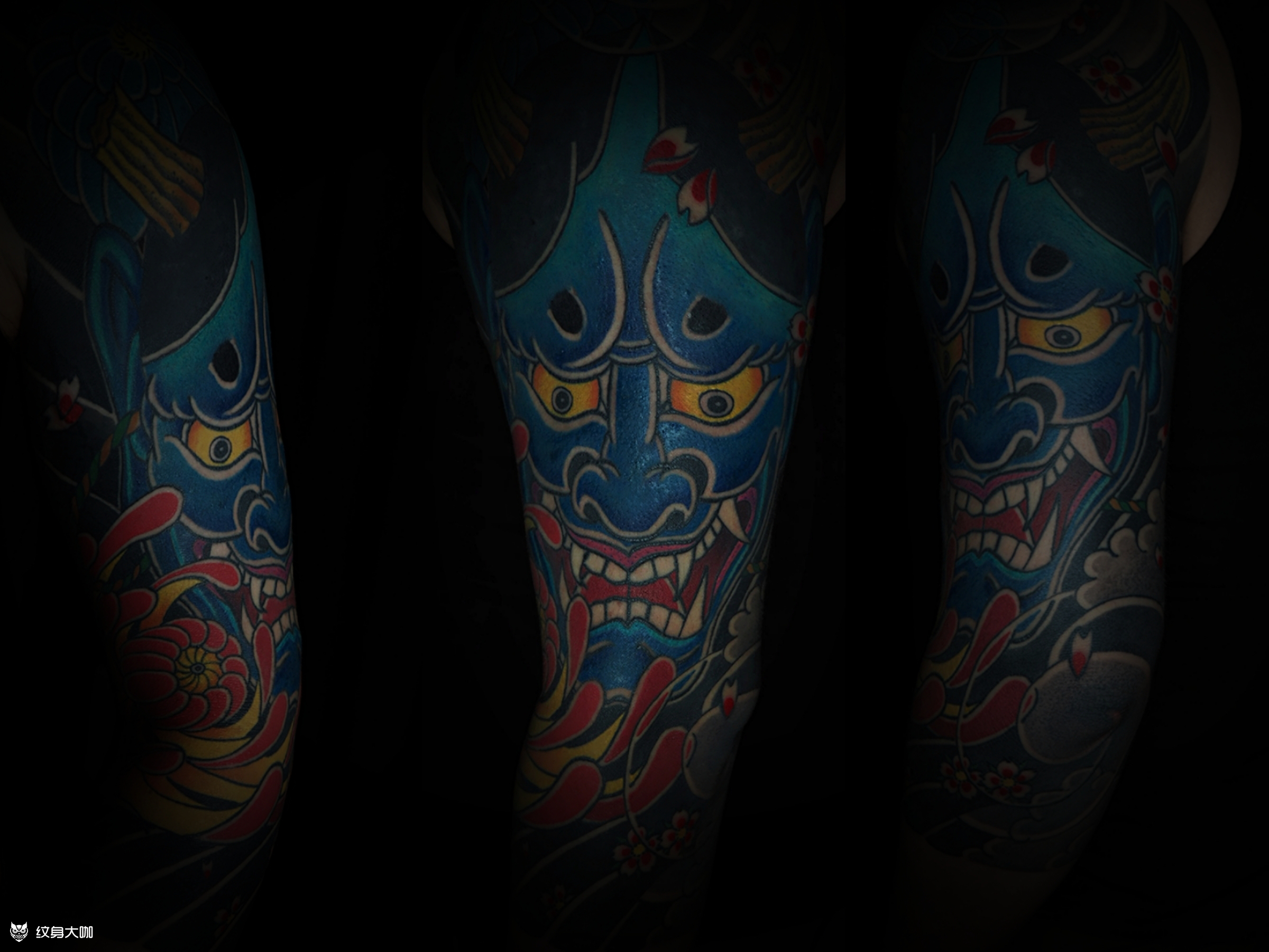 般若七分袖花臂_纹身图案手稿图片_约辰的纹身作品集