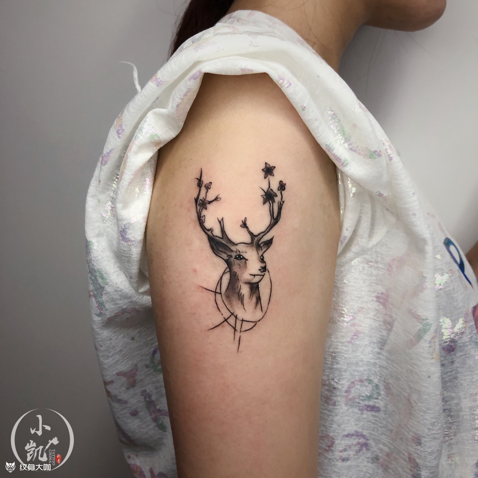 麋鹿_纹身图案手稿图片_小凯文身的纹身作品集
