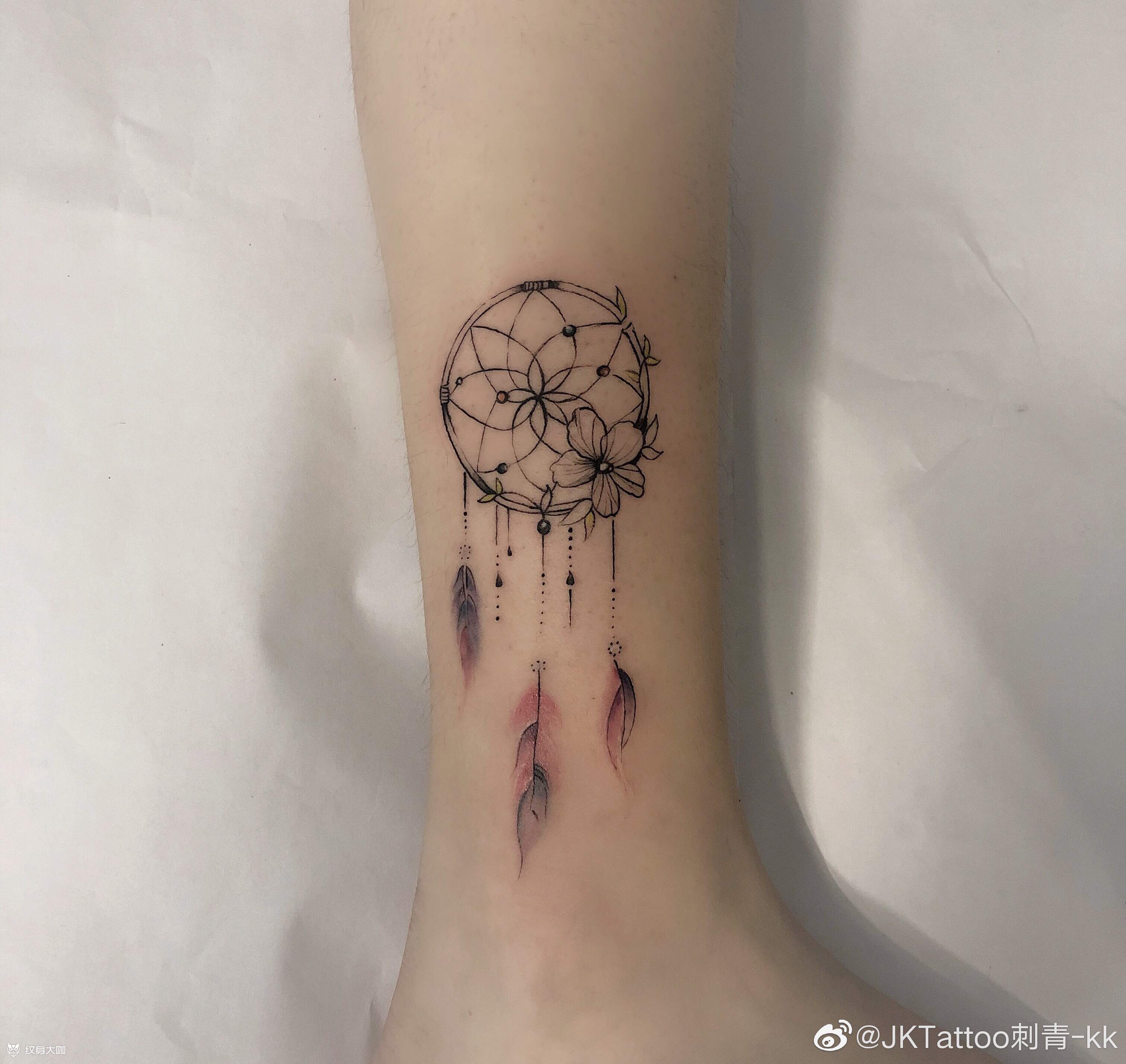 脚踝小清新——捕梦网_纹身图案手稿图片_温凯的纹身作品集