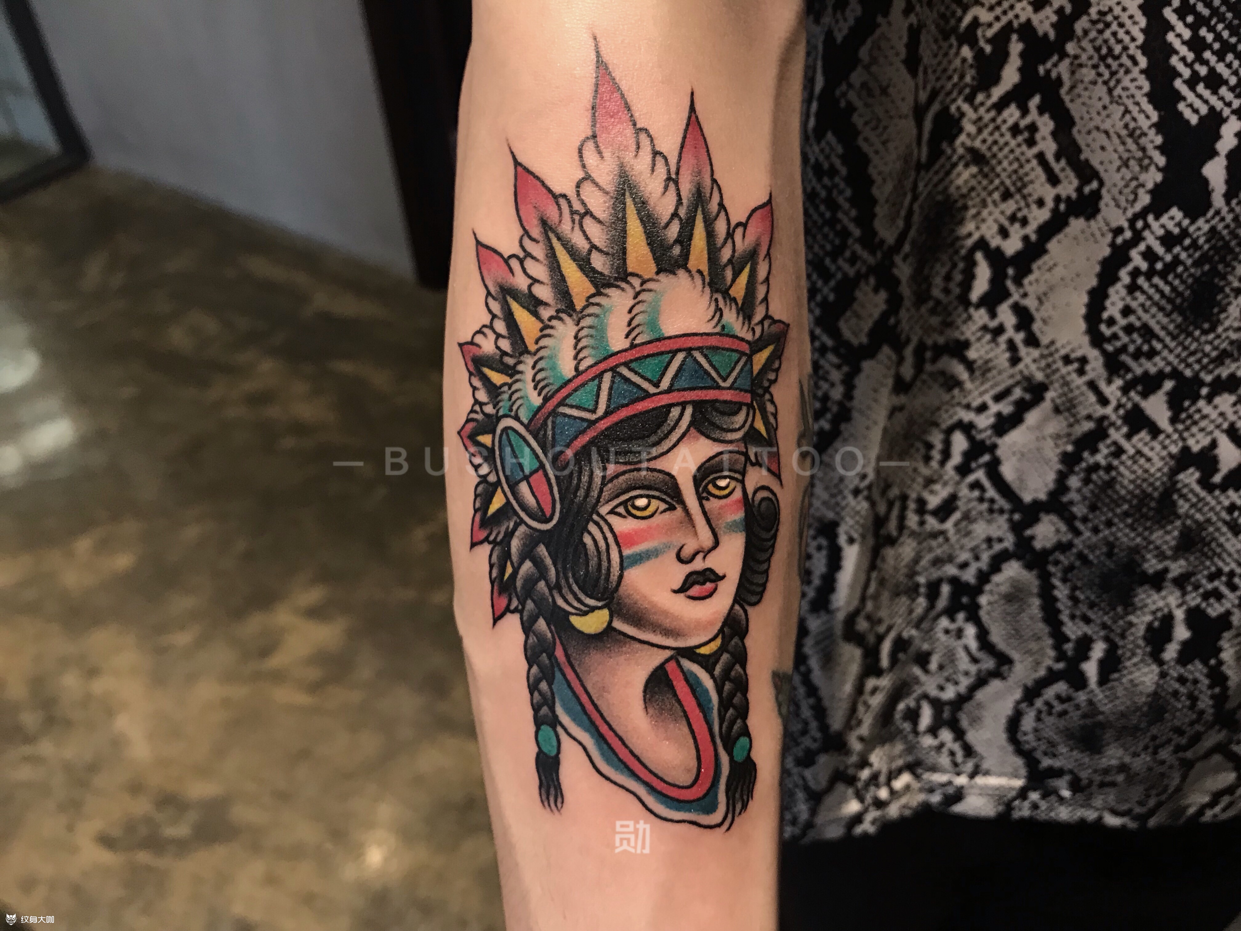 印第安女郎_纹身图案手稿图片_bushoutattoo–小勋的纹身作品集
