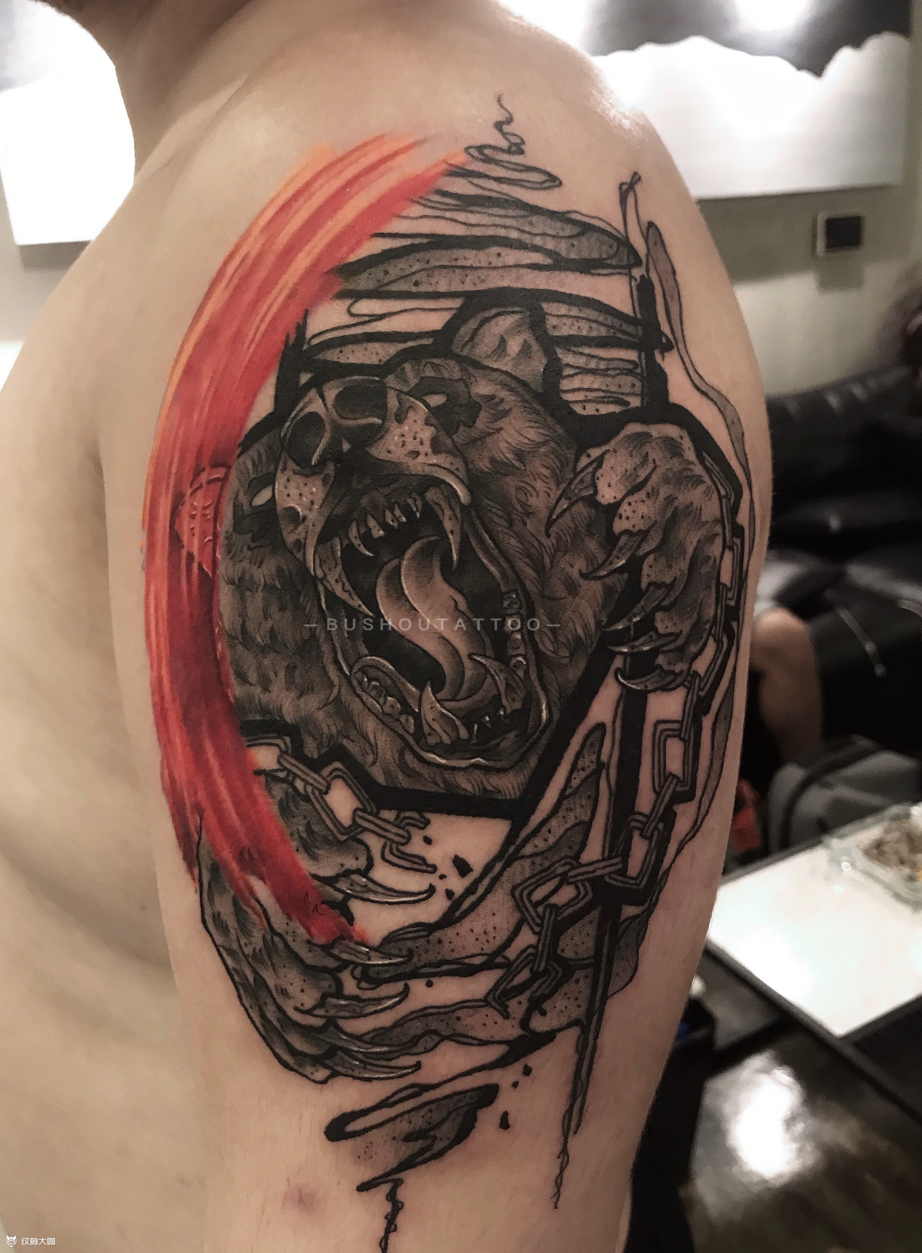 棕熊_纹身图案手稿图片_bushoutattoo-烟头的纹身作品集