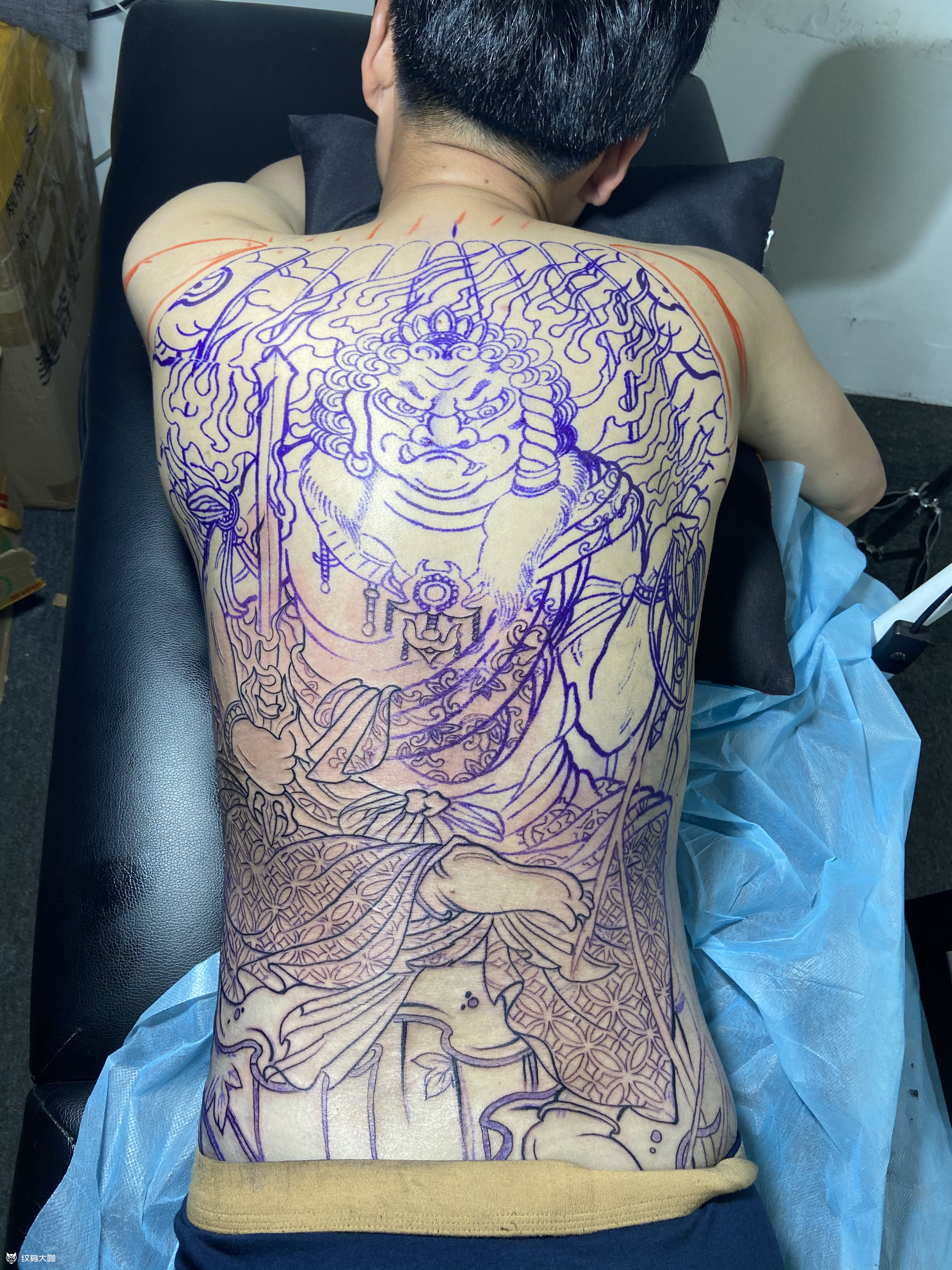满背,不动明王_纹身图案手稿图片_阿黎的纹身作品集