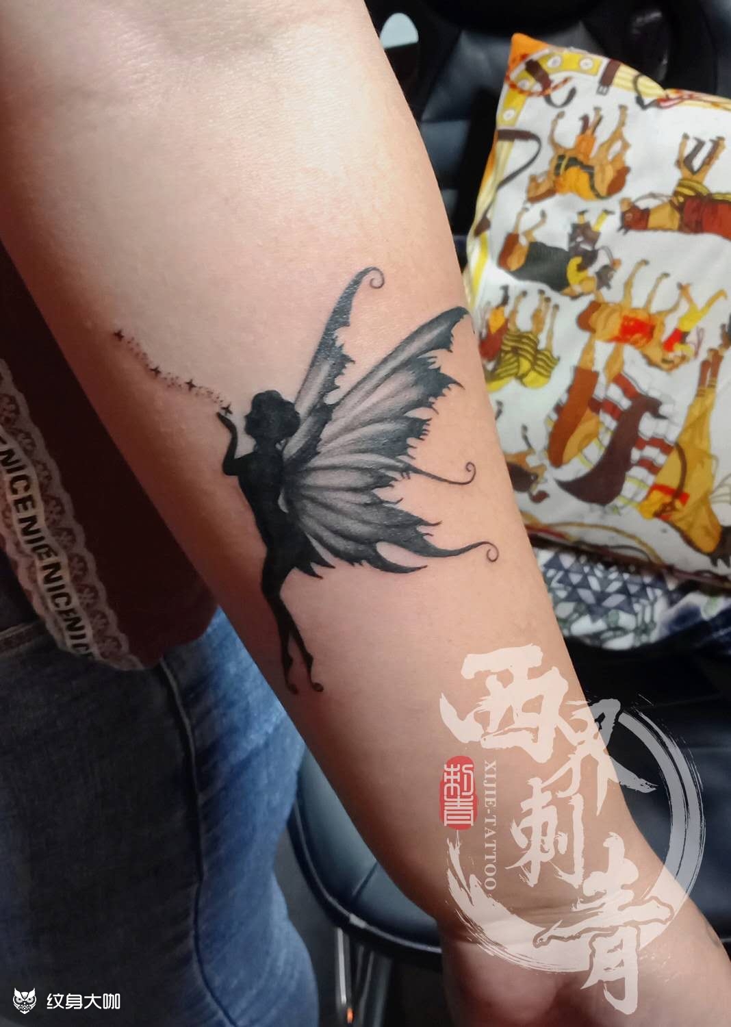 手臂蝴蝶精灵_纹身图案手稿图片_燕郊西界的纹身作品集