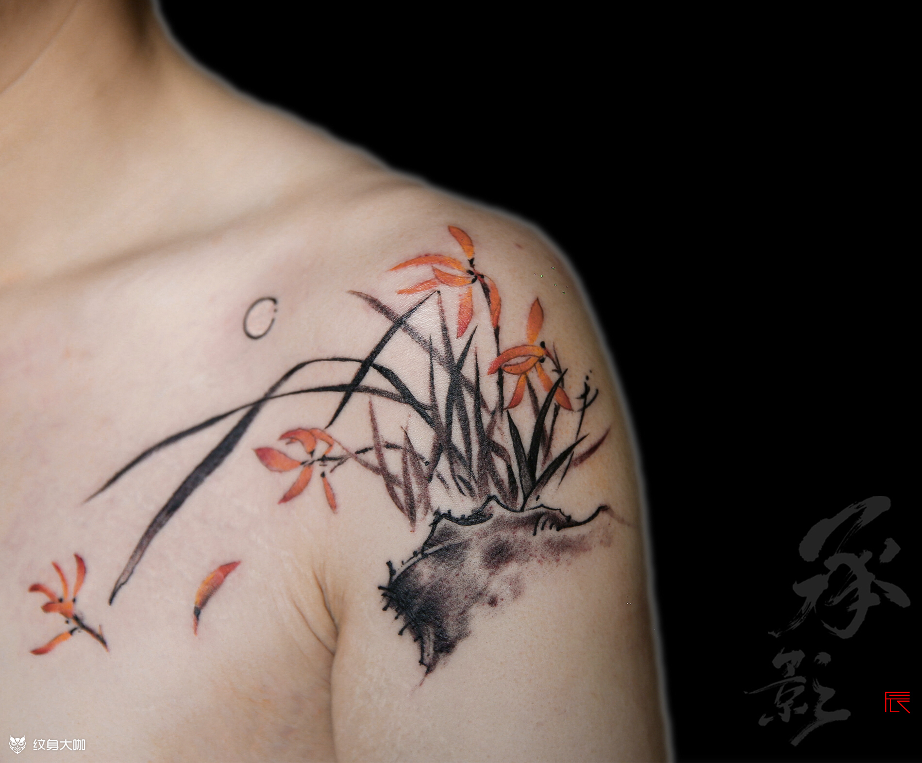 兰花_纹身图案手稿图片_承影studio·隐的纹身作品集
