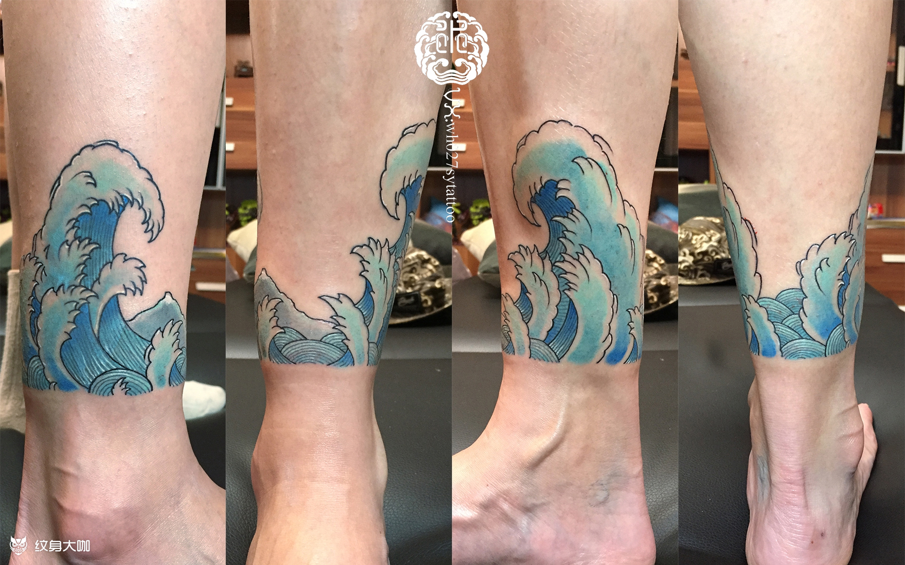 海浪脚环_纹身图案手稿图片_水异的纹身作品集