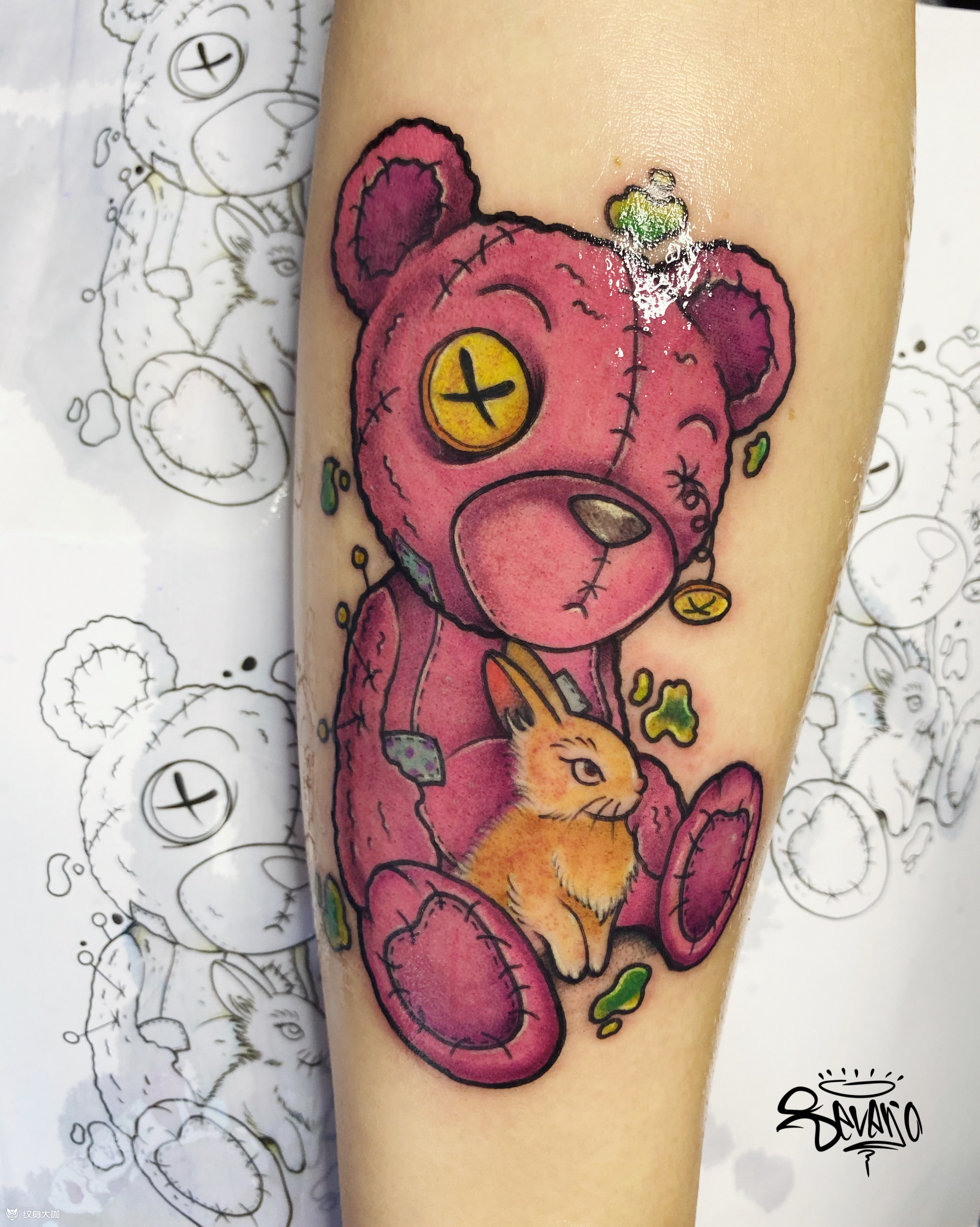 玩具熊_纹身图案手稿图片_袁7的纹身作品集