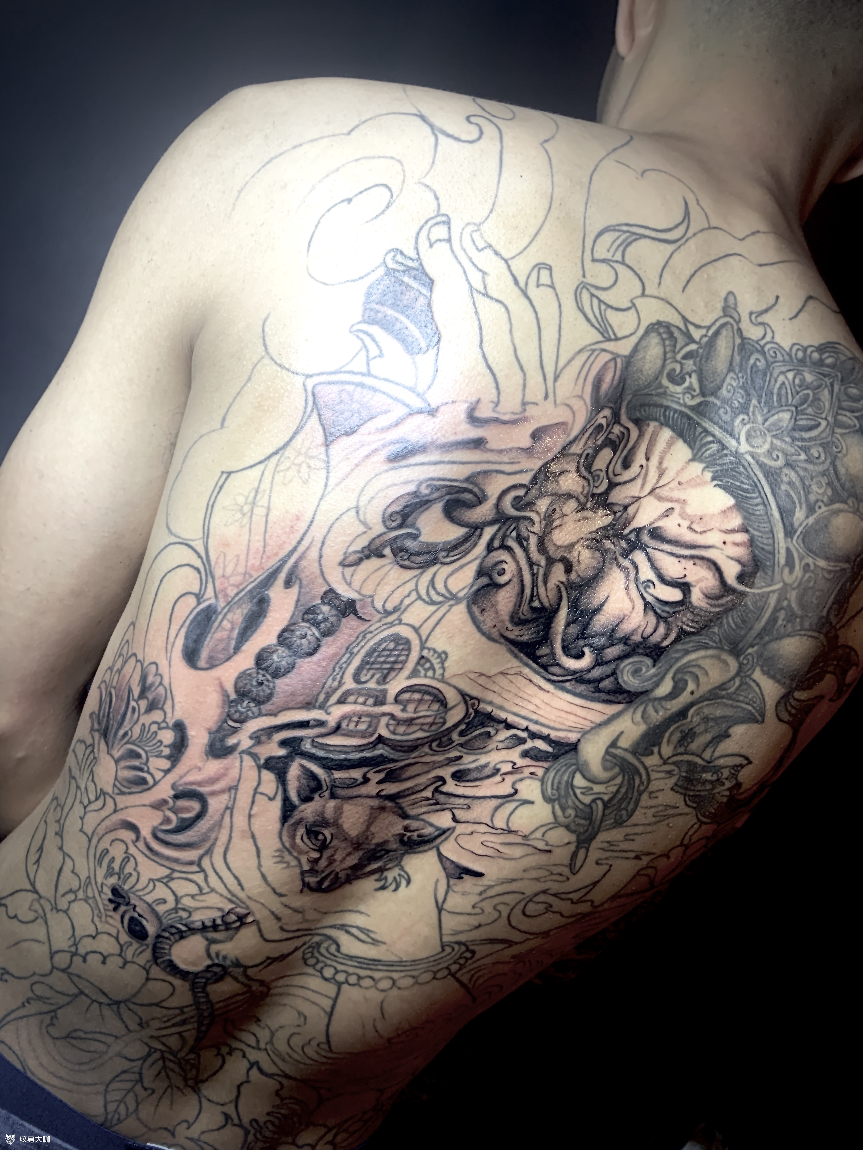 满背黄财神上色第二次