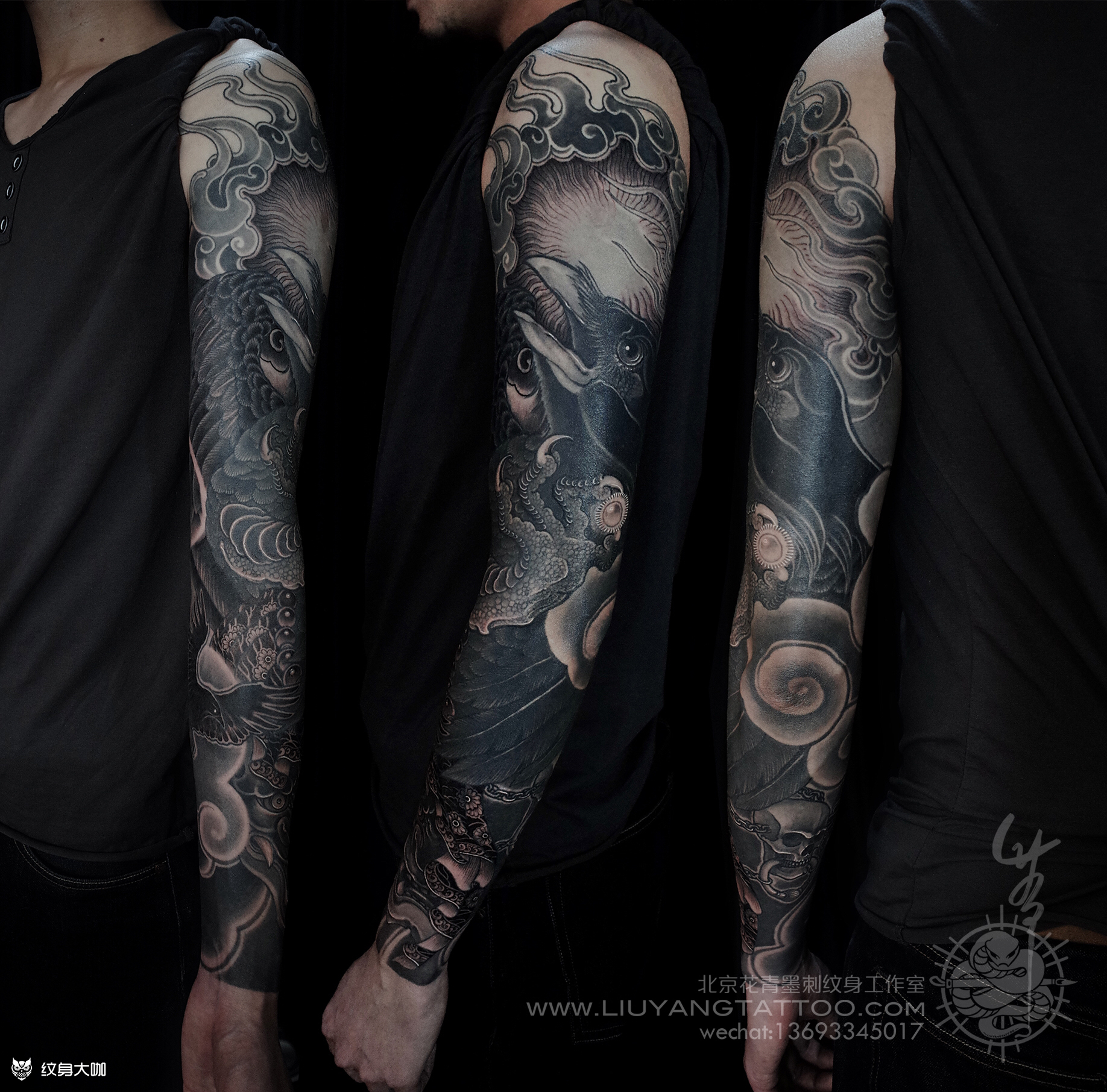 乌鸦花臂_纹身图案手稿图片_刘扬的纹身作品集