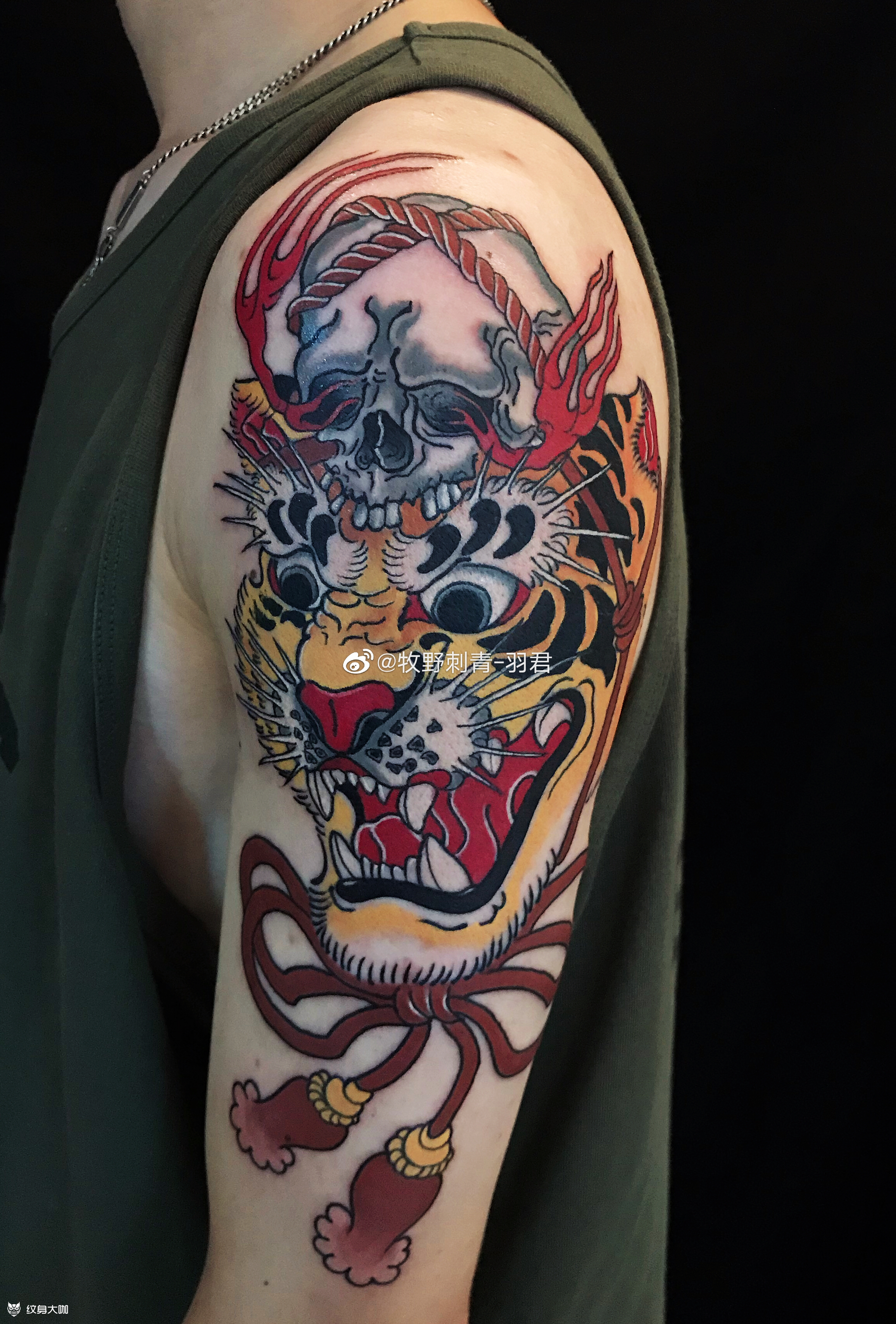 老虎 虎头_纹身图案手稿图片_周牧野的纹身作品集